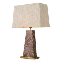 Pair of Brown Straw Marquetry Table Lamp