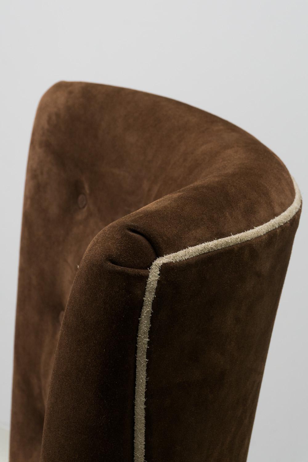 Pair of Brown Suede Armchairs, Guglielmo Ulrich, 1936 For Sale 6