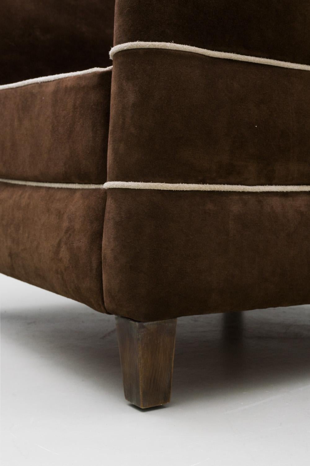 Pair of Brown Suede Armchairs, Guglielmo Ulrich, 1936 For Sale 7