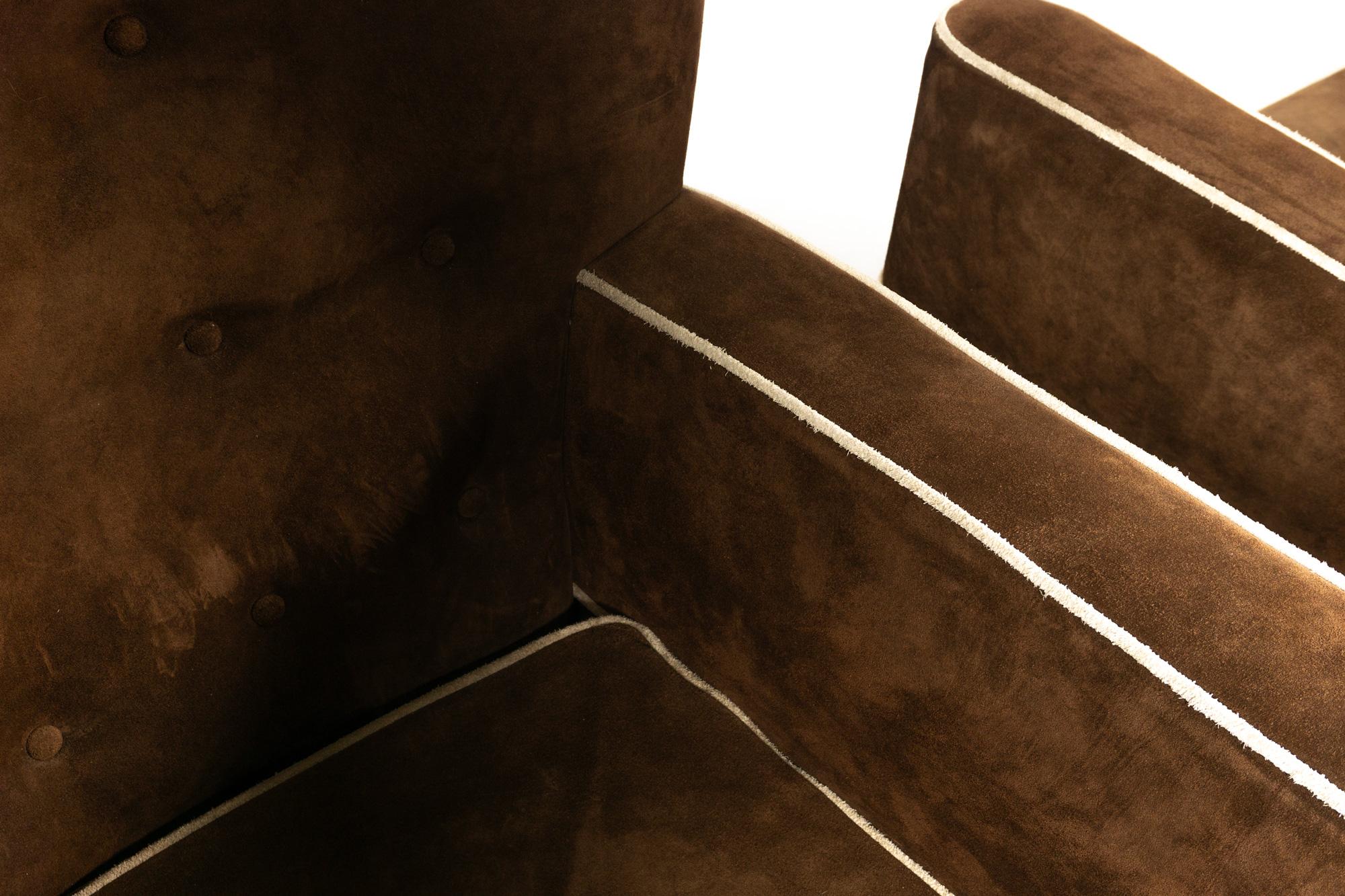 Paire de fauteuils en daim Brown, Guglielmo Ulrich, 1936 en vente 11