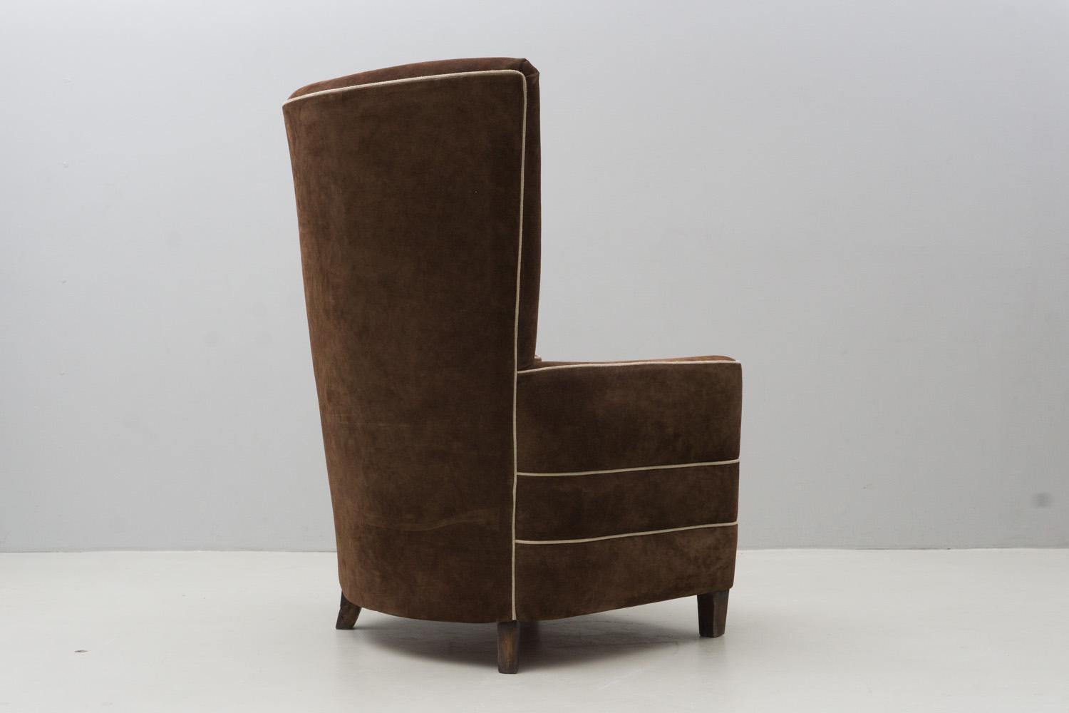 Mid-20th Century Pair of Brown Suede Armchairs, Guglielmo Ulrich, 1936 For Sale