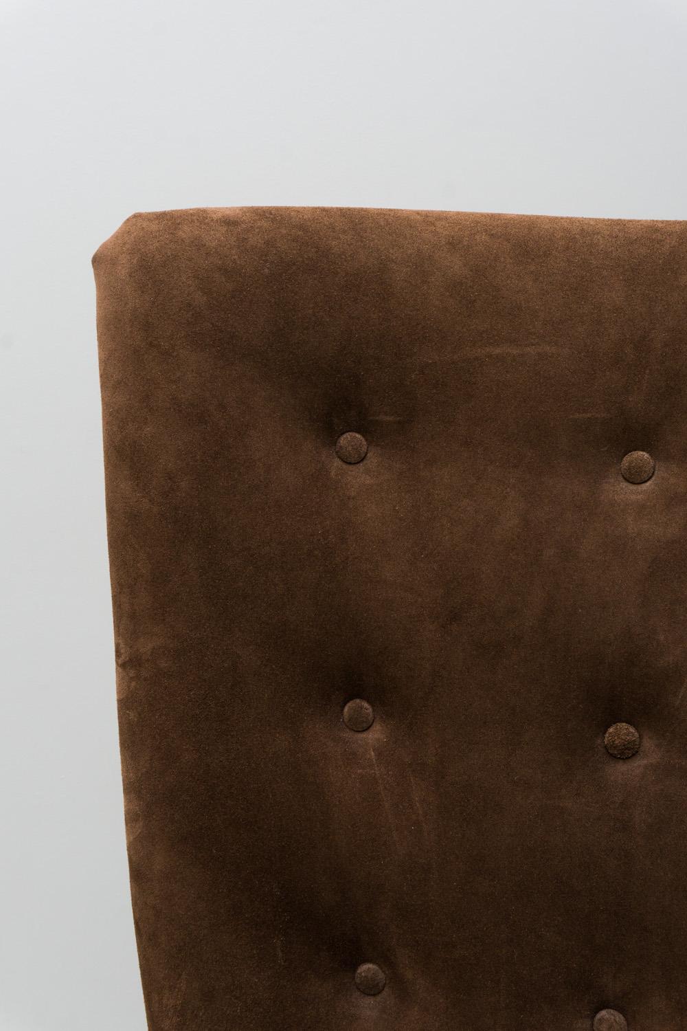 Pair of Brown Suede Armchairs, Guglielmo Ulrich, 1936 For Sale 2