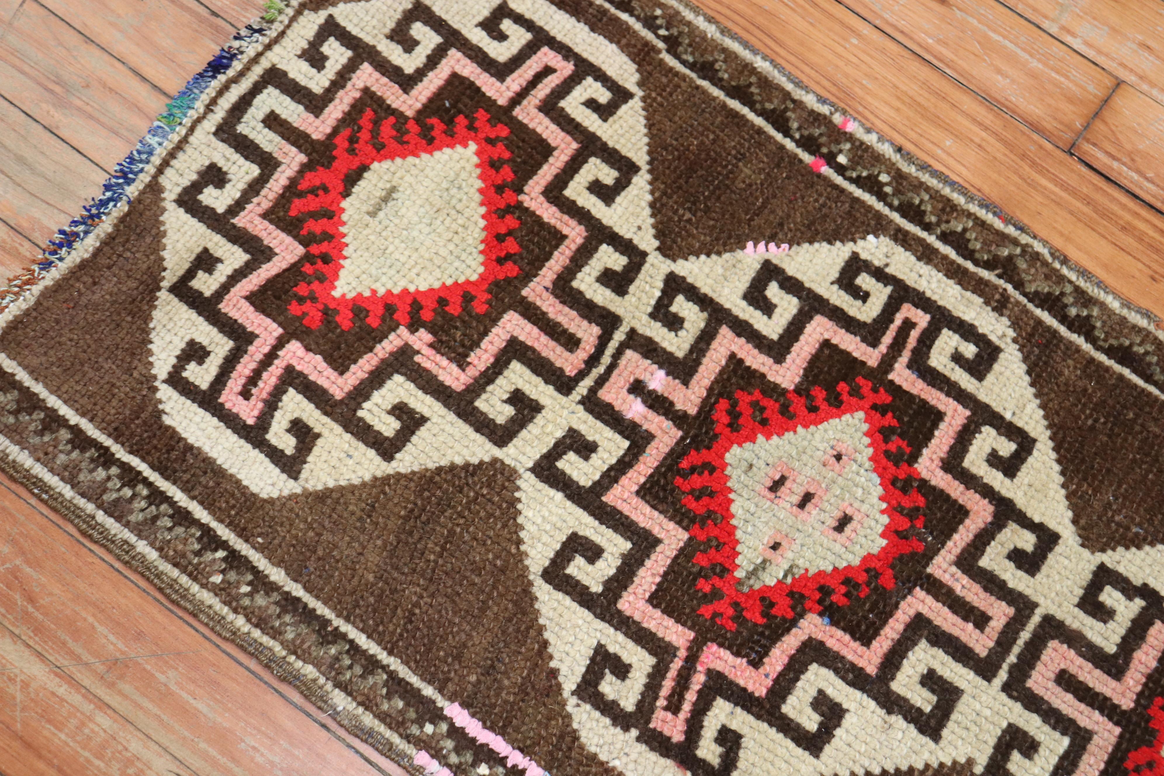 20th Century Pair of Brown Turkish Anatolian Rugs For Sale
