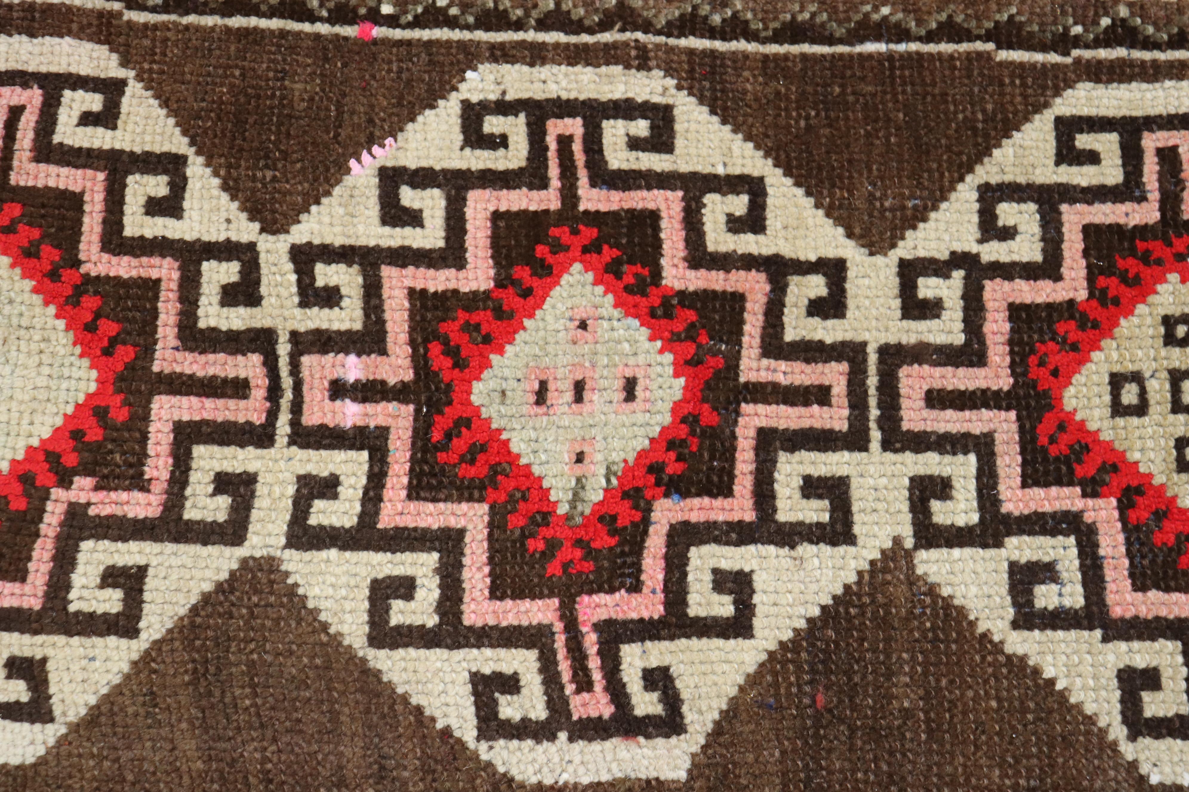 Wool Pair of Brown Turkish Anatolian Rugs For Sale