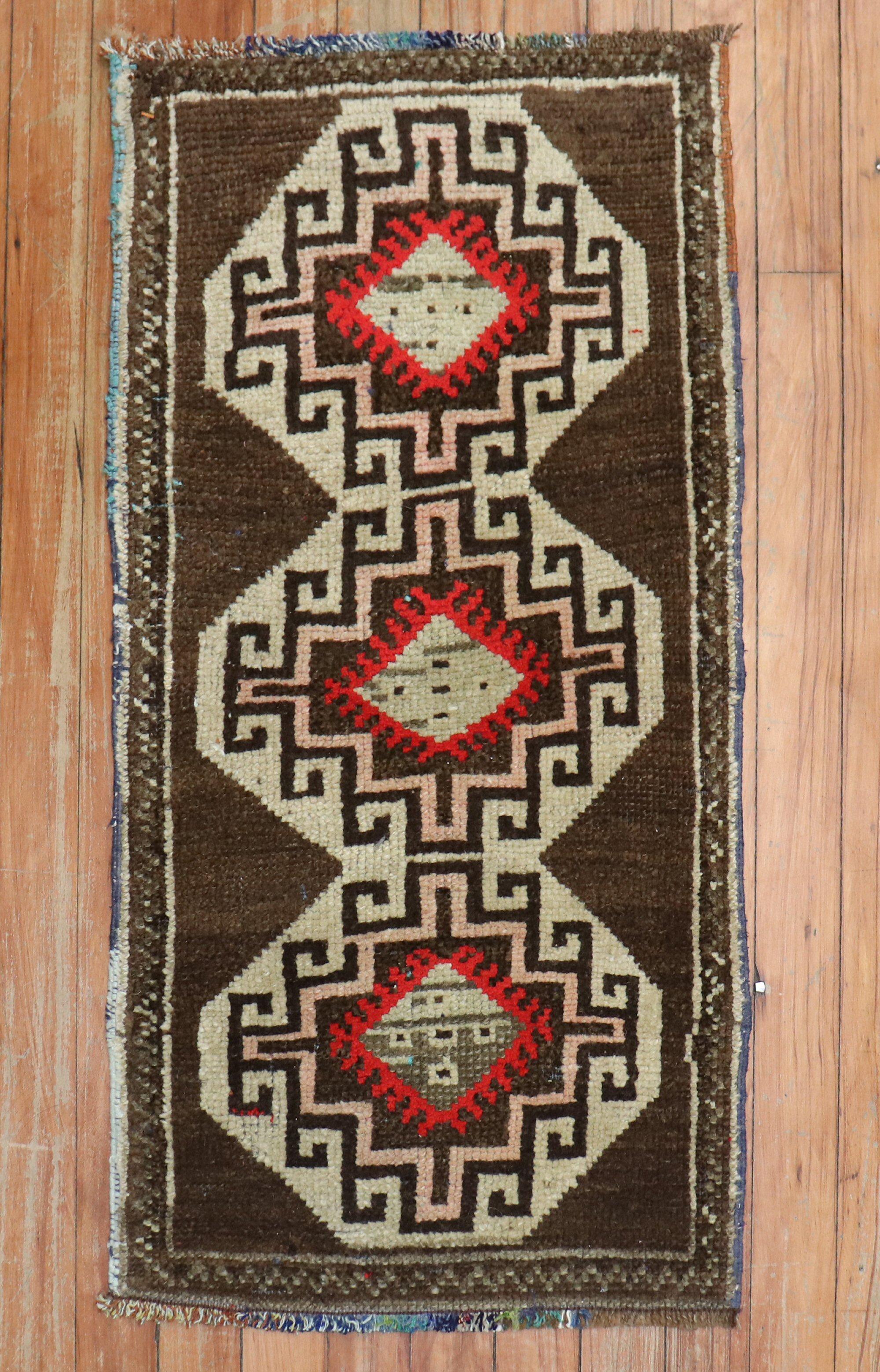 Pair of Brown Turkish Anatolian Rugs For Sale 1