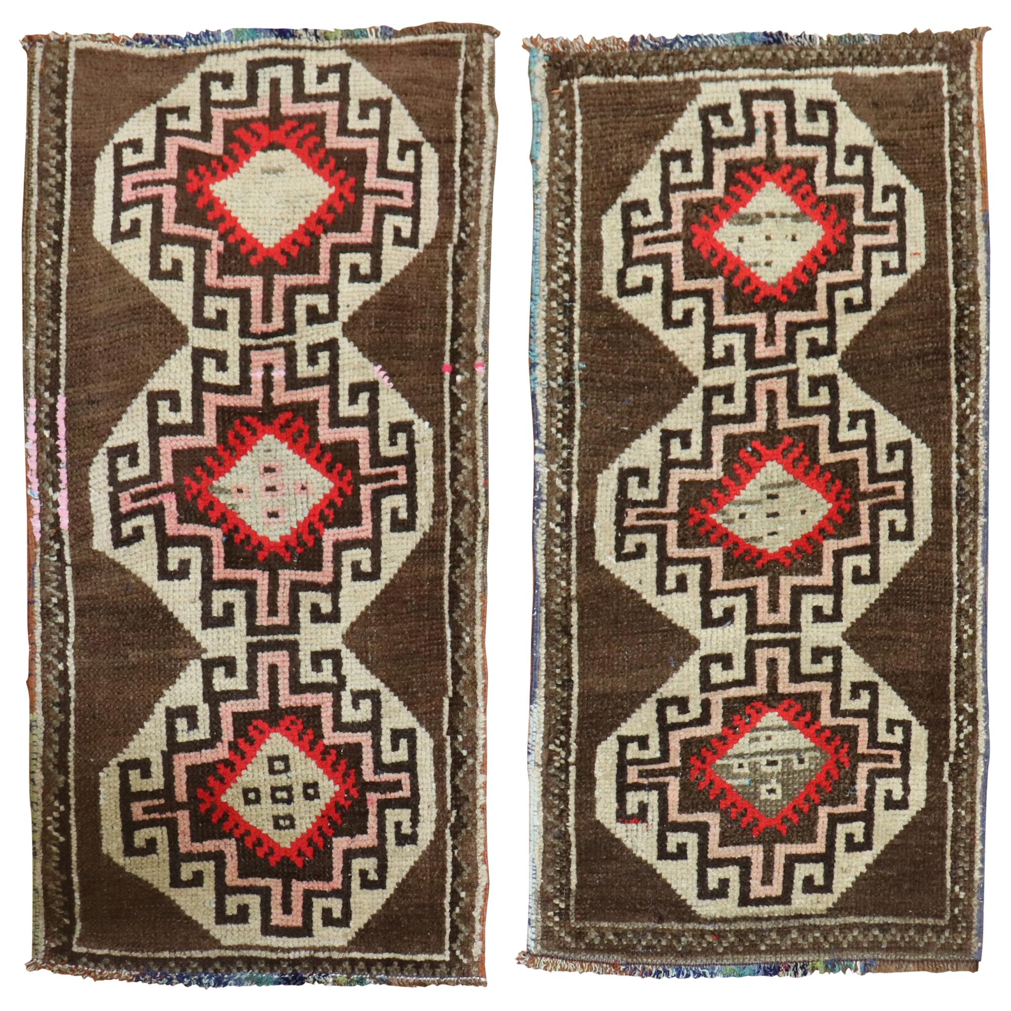 Pair of Brown Turkish Anatolian Rugs