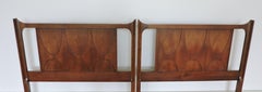 Pair of Broyhill Brasilia Mid-Century Modern Walnut Twin Beds