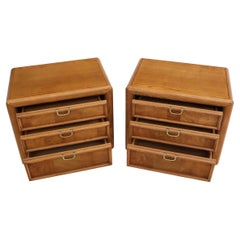 Pair of Broyhill Three Drawer Nightstands End Side Tables