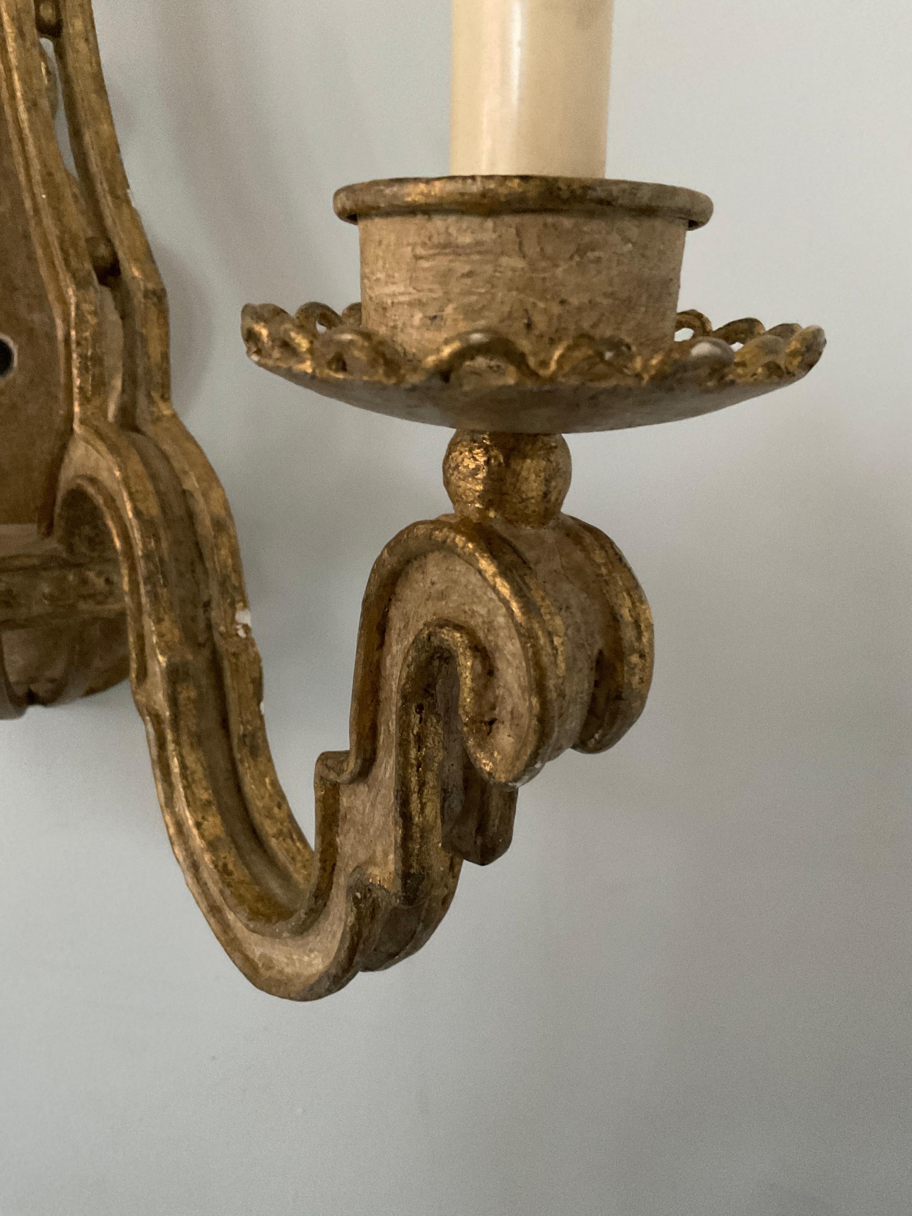 Pair of Bruce Eicher Beige Paint and Gilt Iron Sconces For Sale 6
