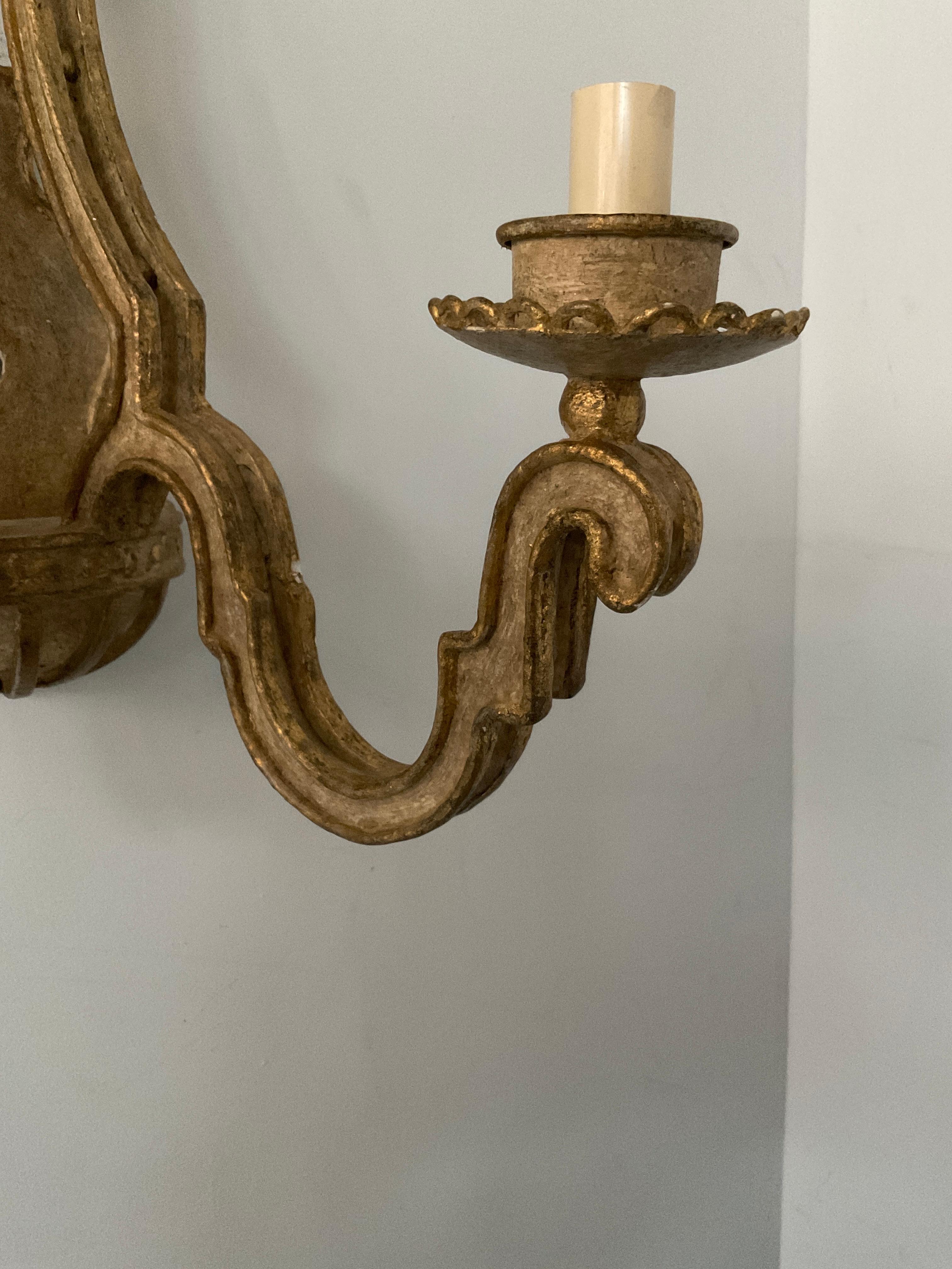 Pair of Bruce Eicher Beige Paint and Gilt Iron Sconces For Sale 7