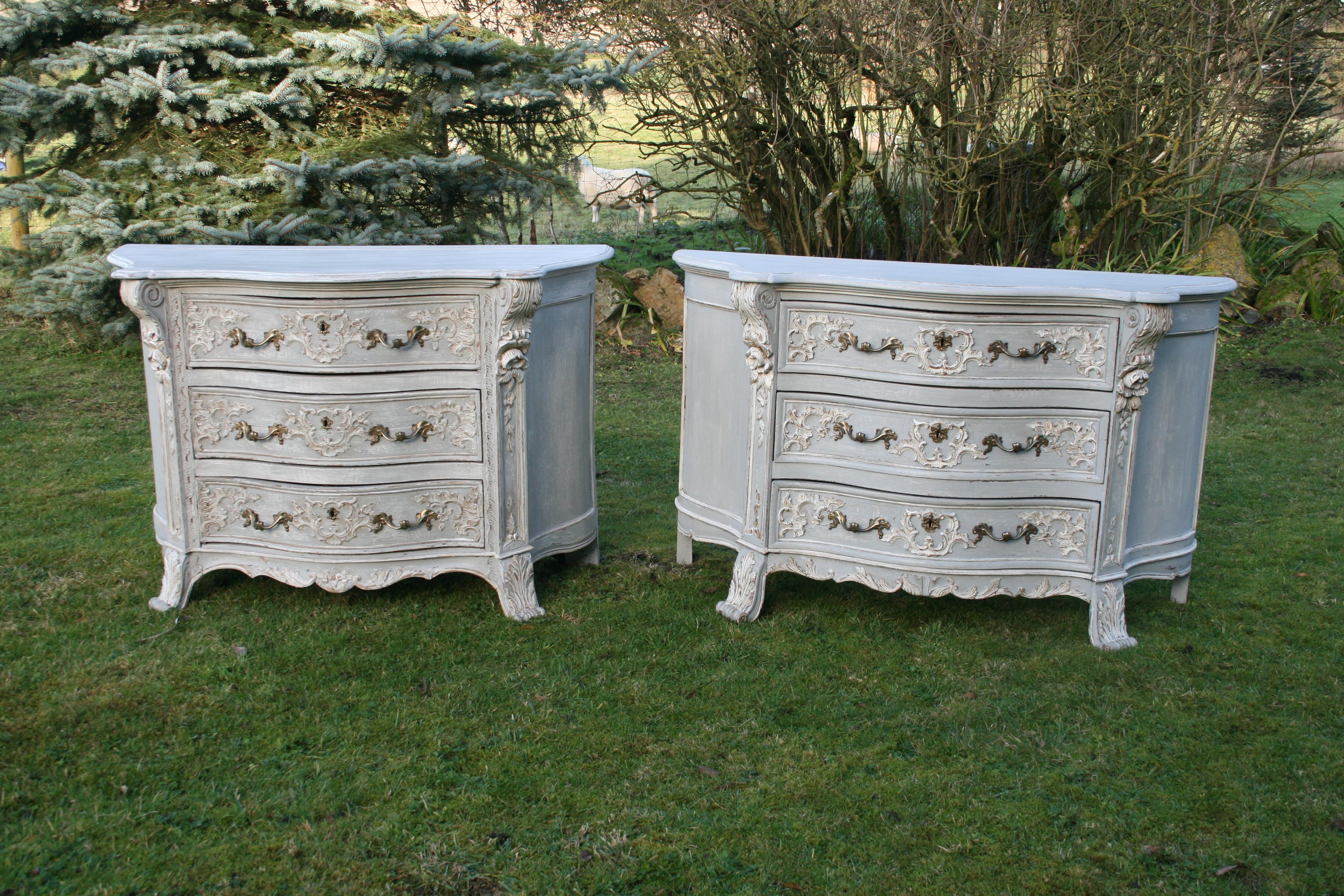Baroque Pair of Bruges Painted Commodes For Sale