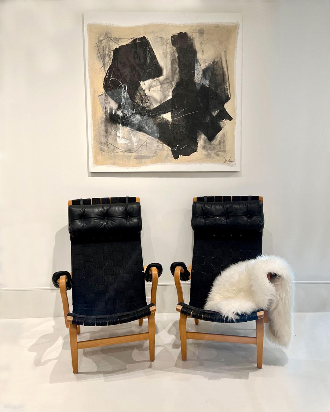 Leather Pair of Brun Mathsson Chairs