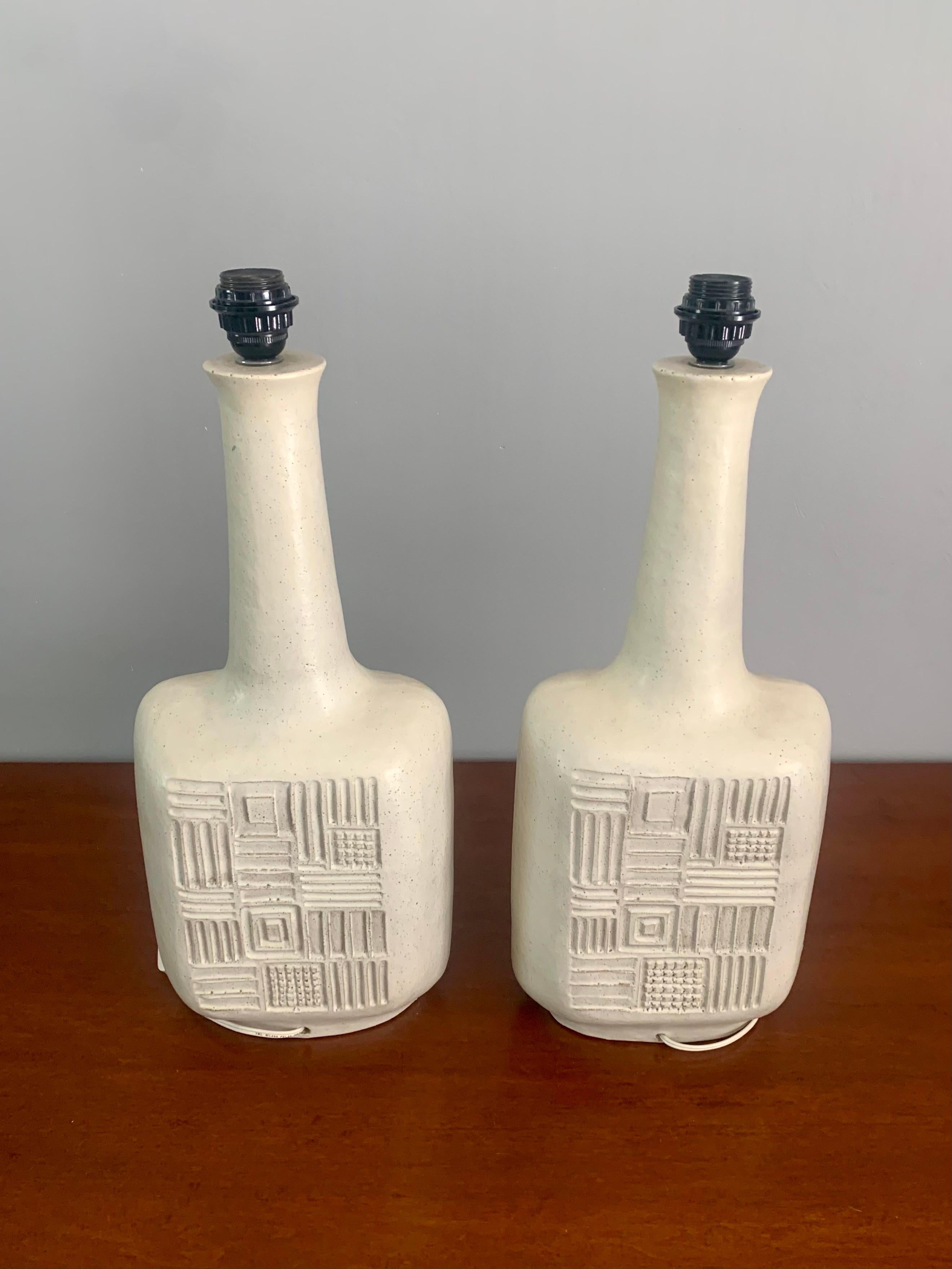 Italian Pair of Gambone Ceramic Table Lamps, Signed For Sale