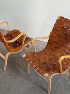Coppia di sedie Easy 'Eva' di Bruno Mathsson in pelle, Svezia C.C. 1968