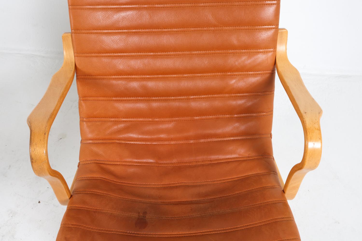 XX secolo Coppia di sedie da salotto 'Eva' in faggio e pelle Bruno Mathsson per DUX C. 1970 in vendita