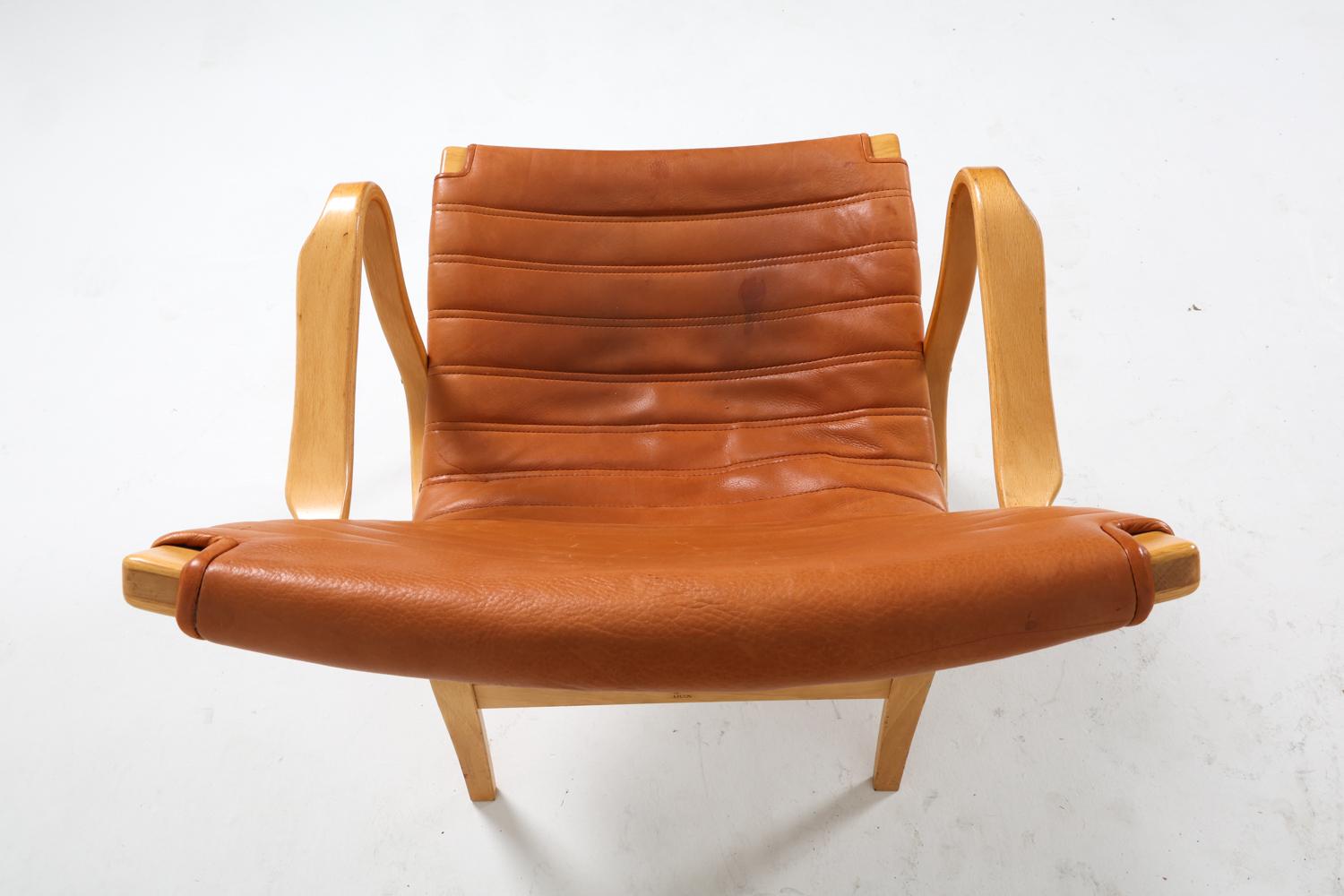 Coppia di sedie da salotto 'Eva' in faggio e pelle Bruno Mathsson per DUX C. 1970 in vendita 2