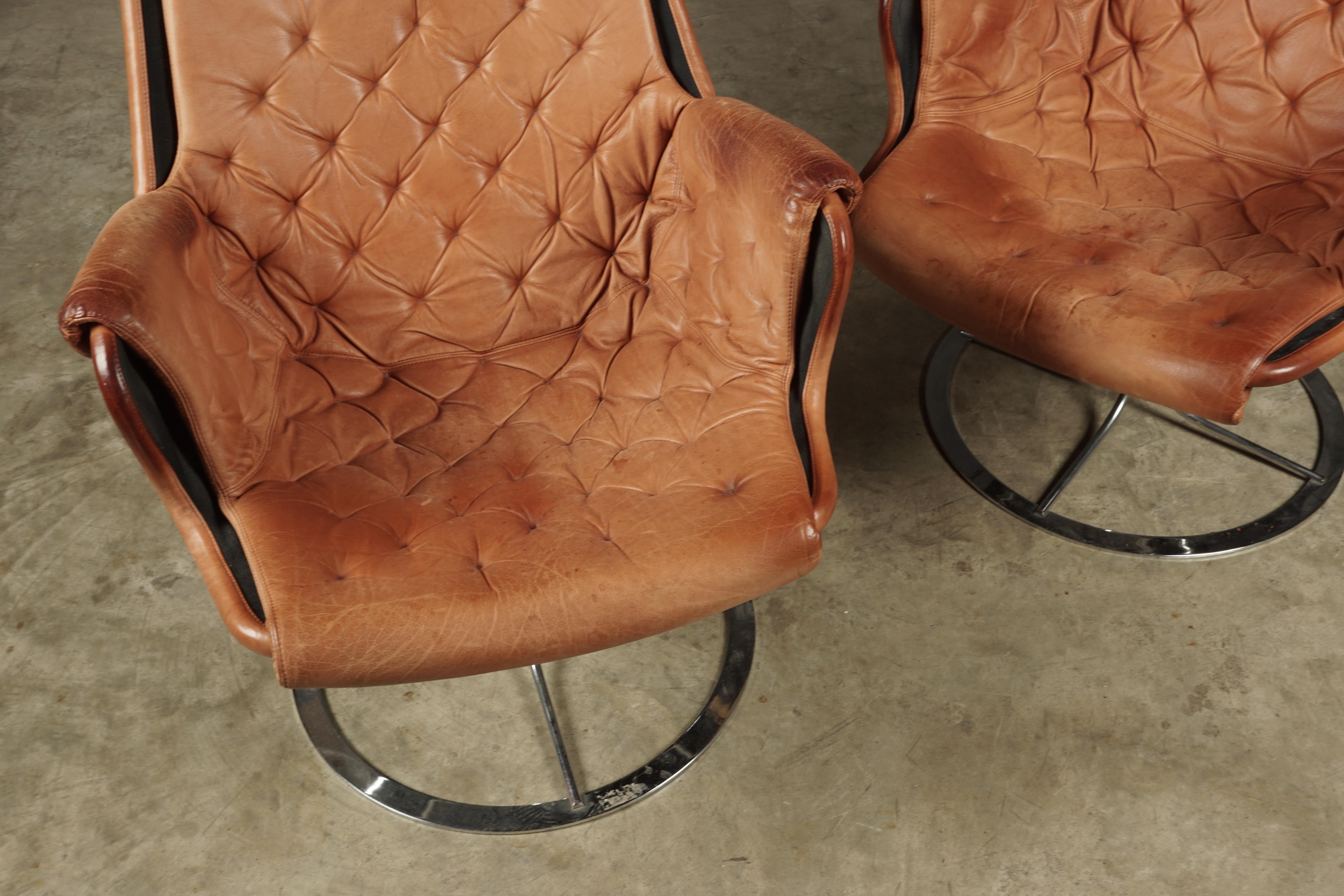 Vintage Pair of Bruno Mathsson Jetson Lounge Chairs, from Sweden, circa 1980 In Good Condition In Nashville, TN
