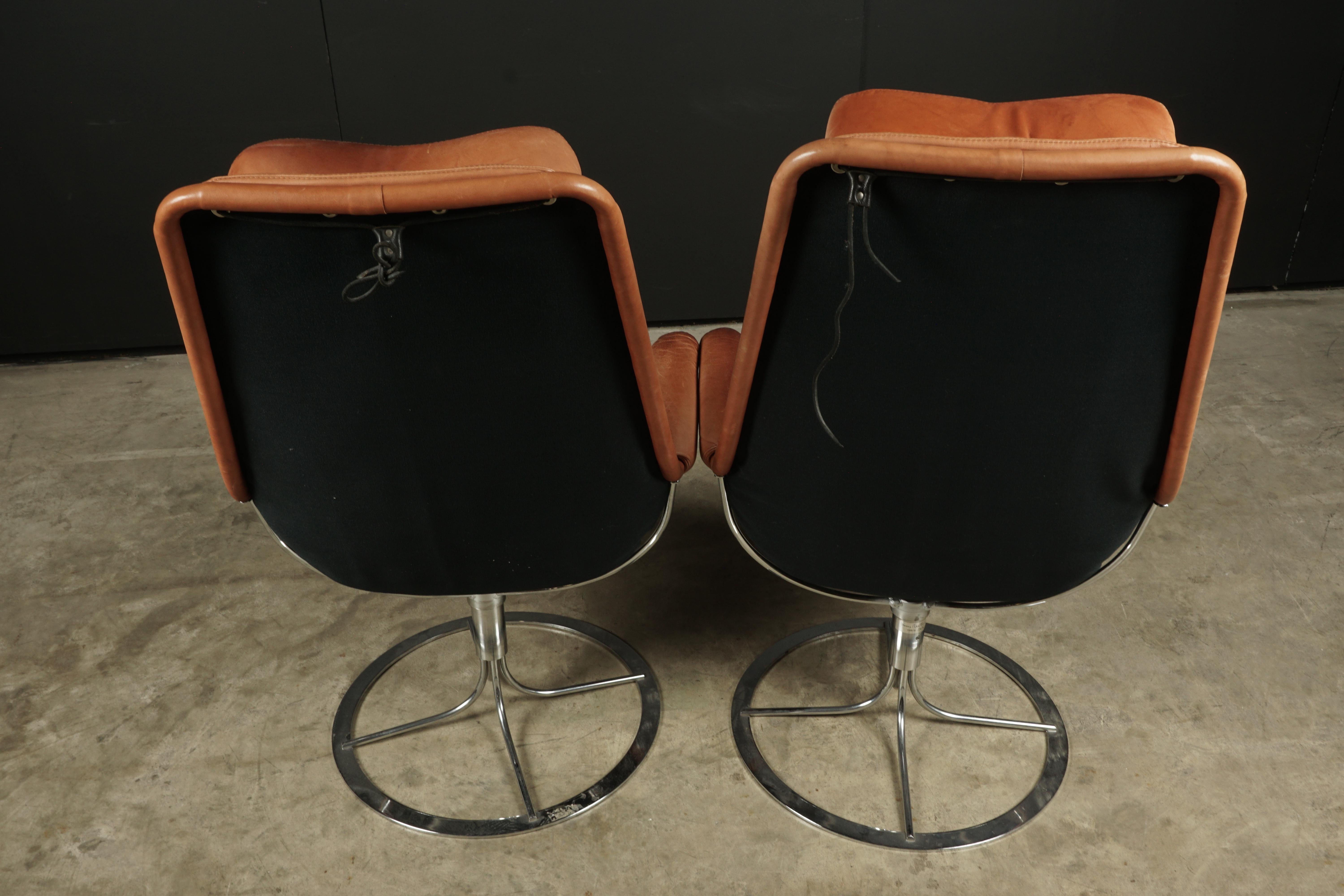 Leather Vintage Pair of Bruno Mathsson Jetson Lounge Chairs, from Sweden, circa 1980