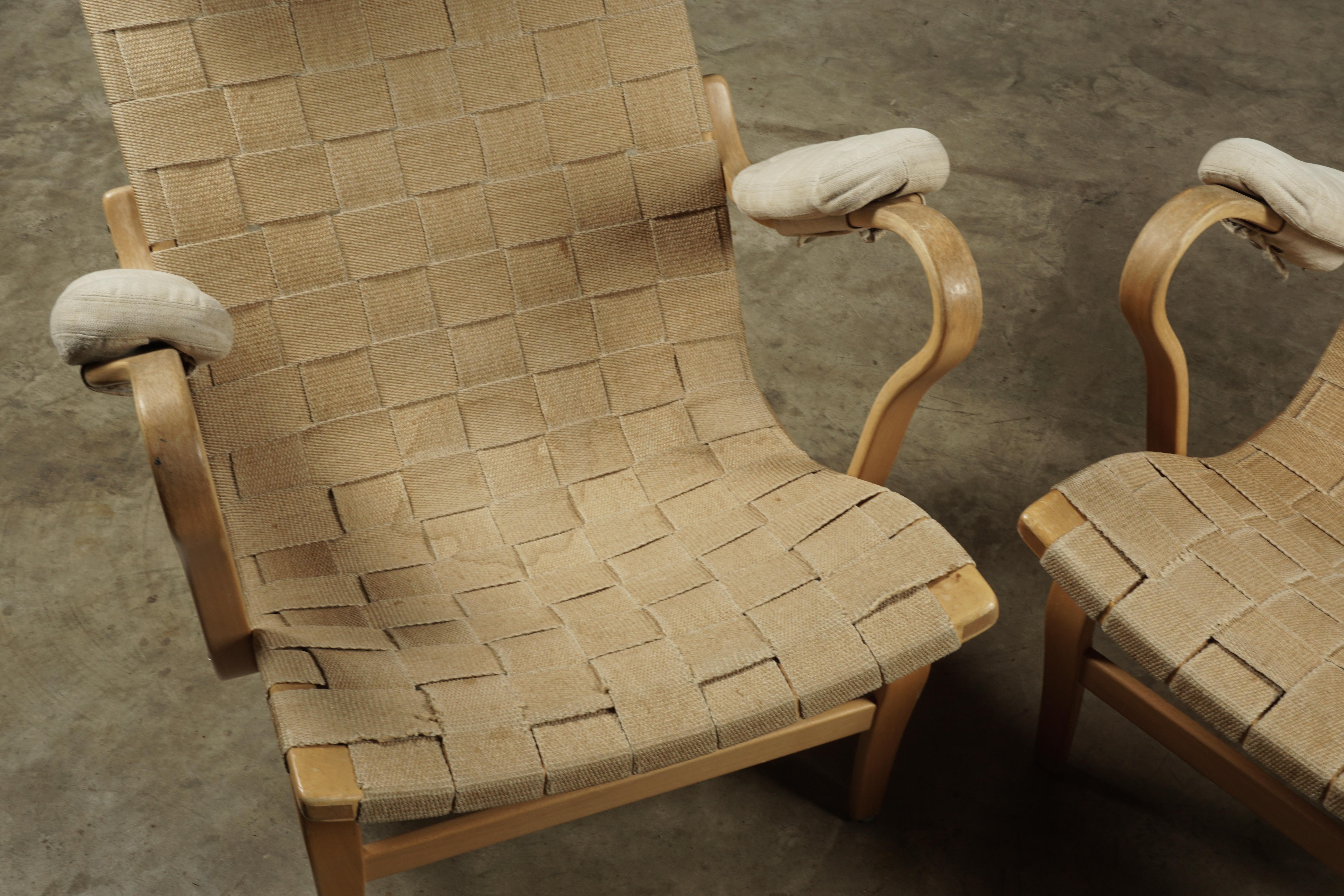 Vintage Pair of Bruno Mathsson Lounge Chairs, Model Pernilla, circa 1970 In Good Condition In Nashville, TN