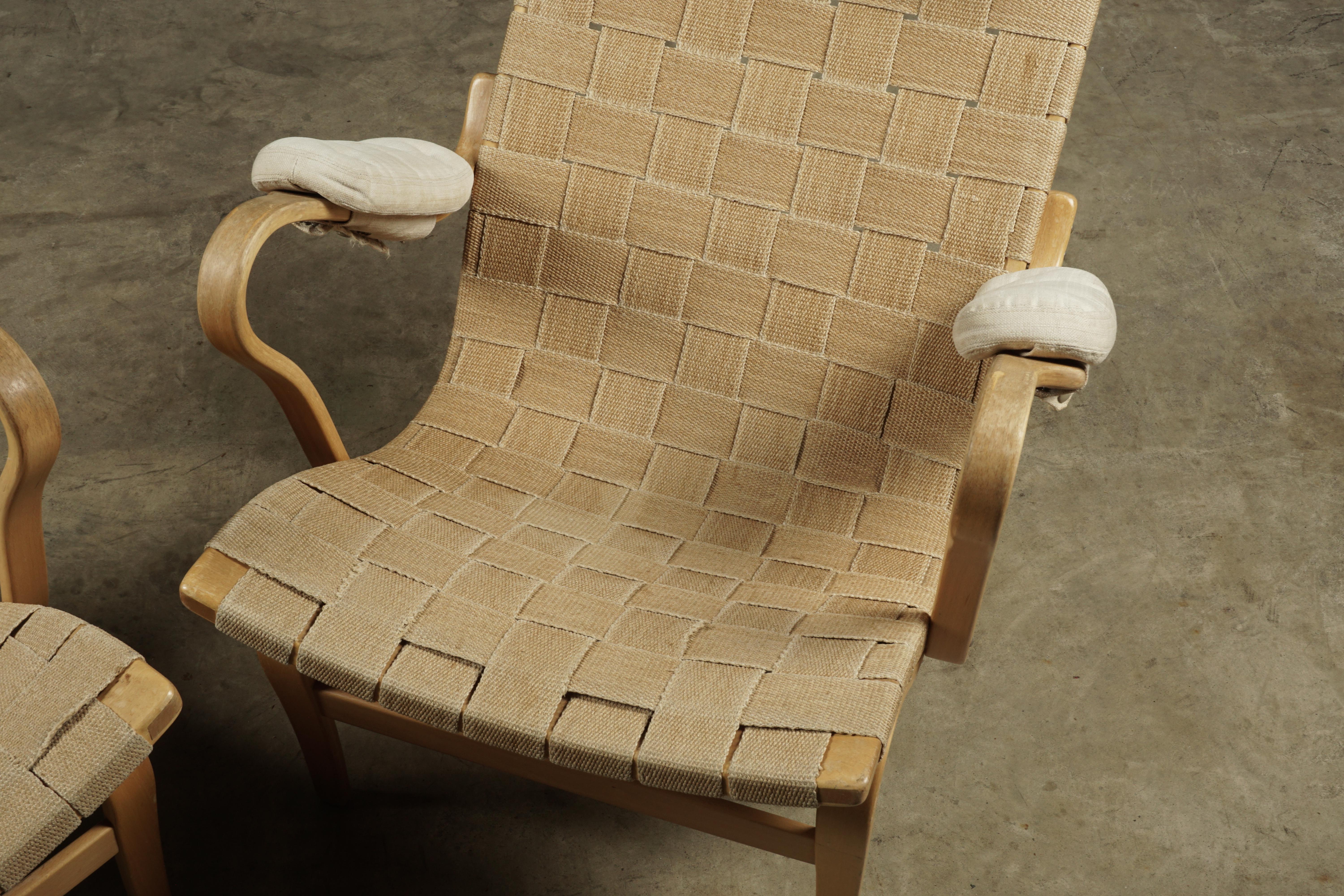 Late 20th Century Vintage Pair of Bruno Mathsson Lounge Chairs, Model Pernilla, circa 1970