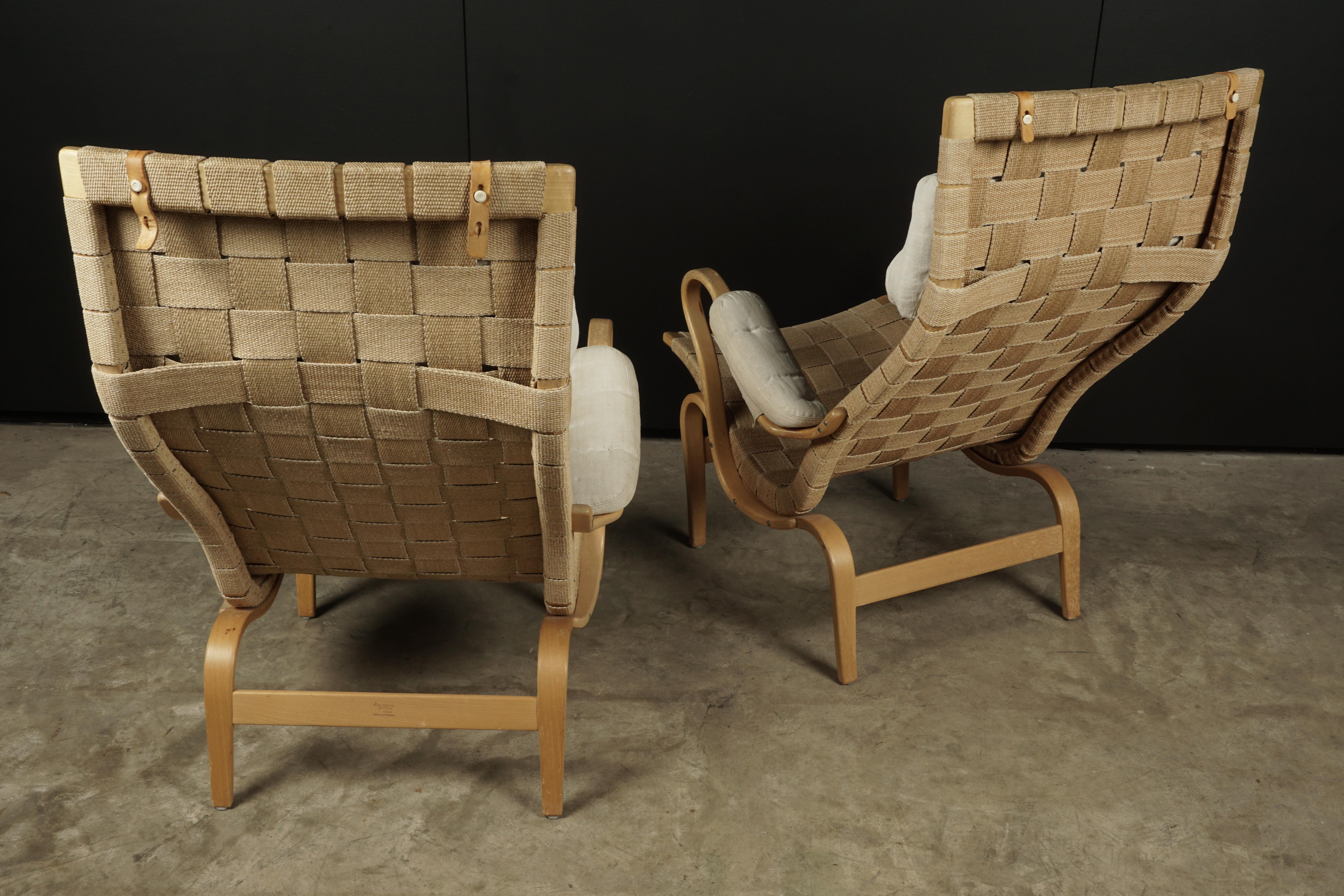 Birch Vintage Pair of Bruno Mathsson Lounge Chairs, Model Pernilla, circa 1970