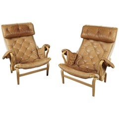 Pair of Bruno Mathsson Pernilla Lounge Chairs, Sweden, 1980s