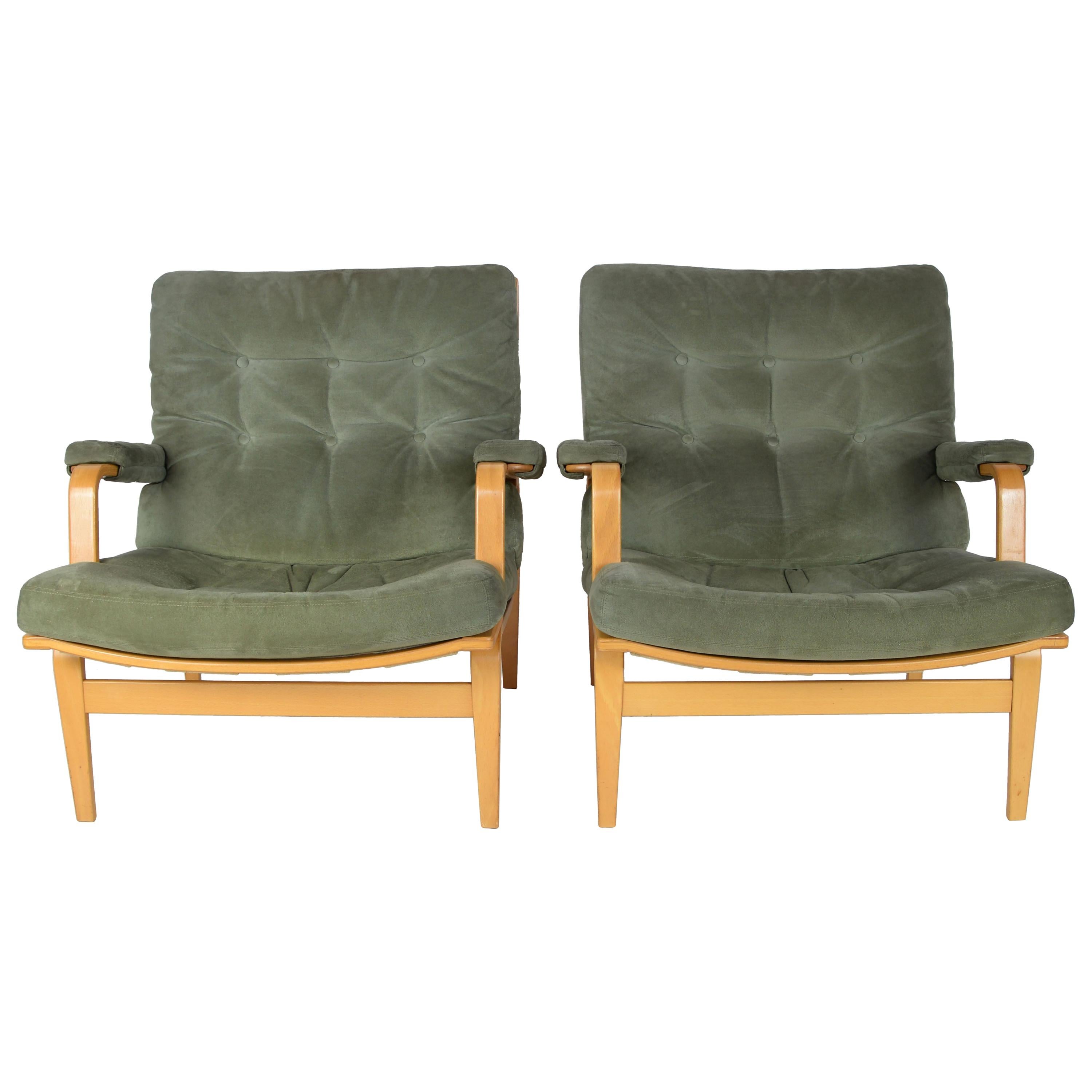 Pair of Bruno Mathssons Ingrid Lounge chairs, Sweden, 1970s For Sale