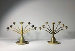 Pair of Bruno Paul Bronze Articulating Candelabras