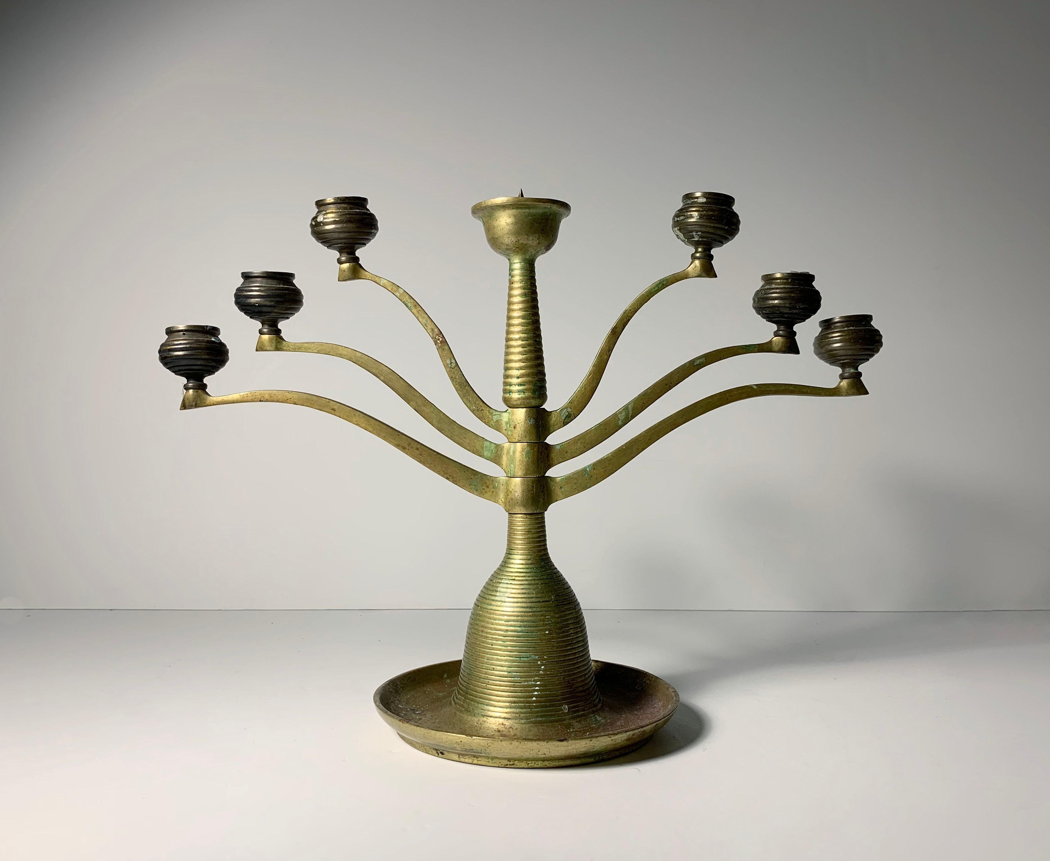 Jugendstil Coppia di candelabri snodabili in bronzo Bruno Paul in vendita