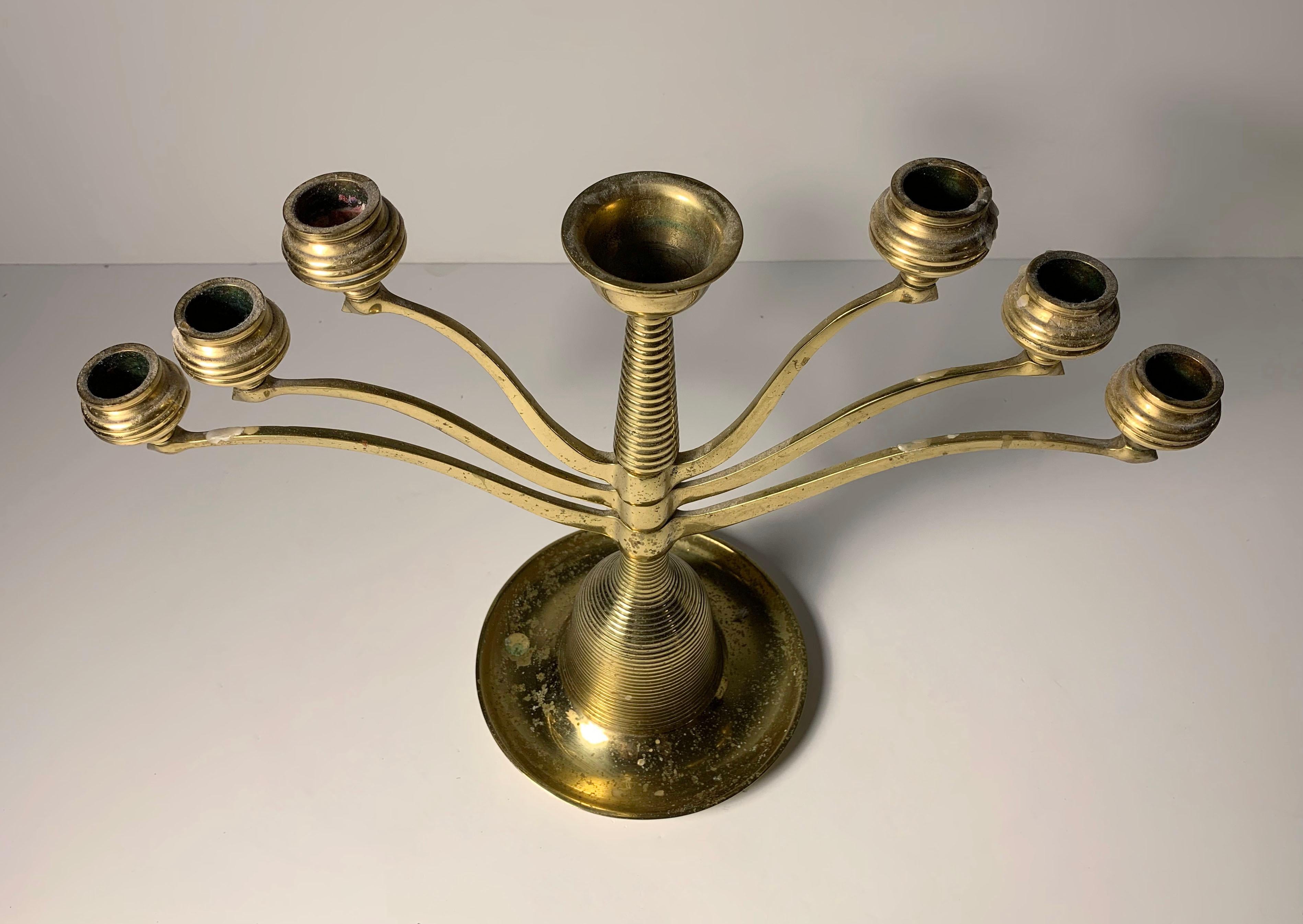 Brass Pair of Bruno Paul Bronze Articulating Candelabras  For Sale