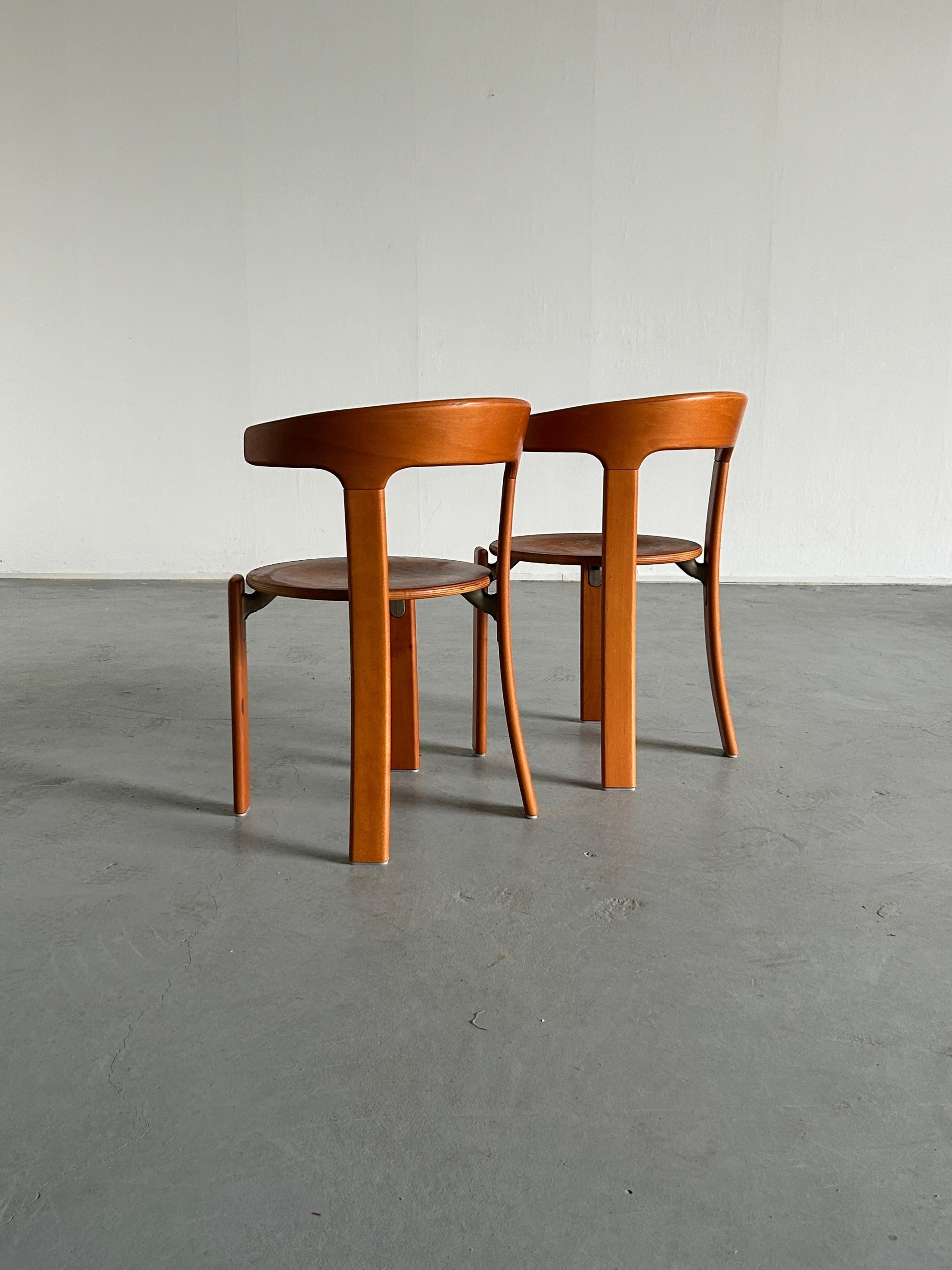Aluminum Pair of Bruno Rey Mid Century Stackable Chairs for Kusch & Co, 1990s Germany