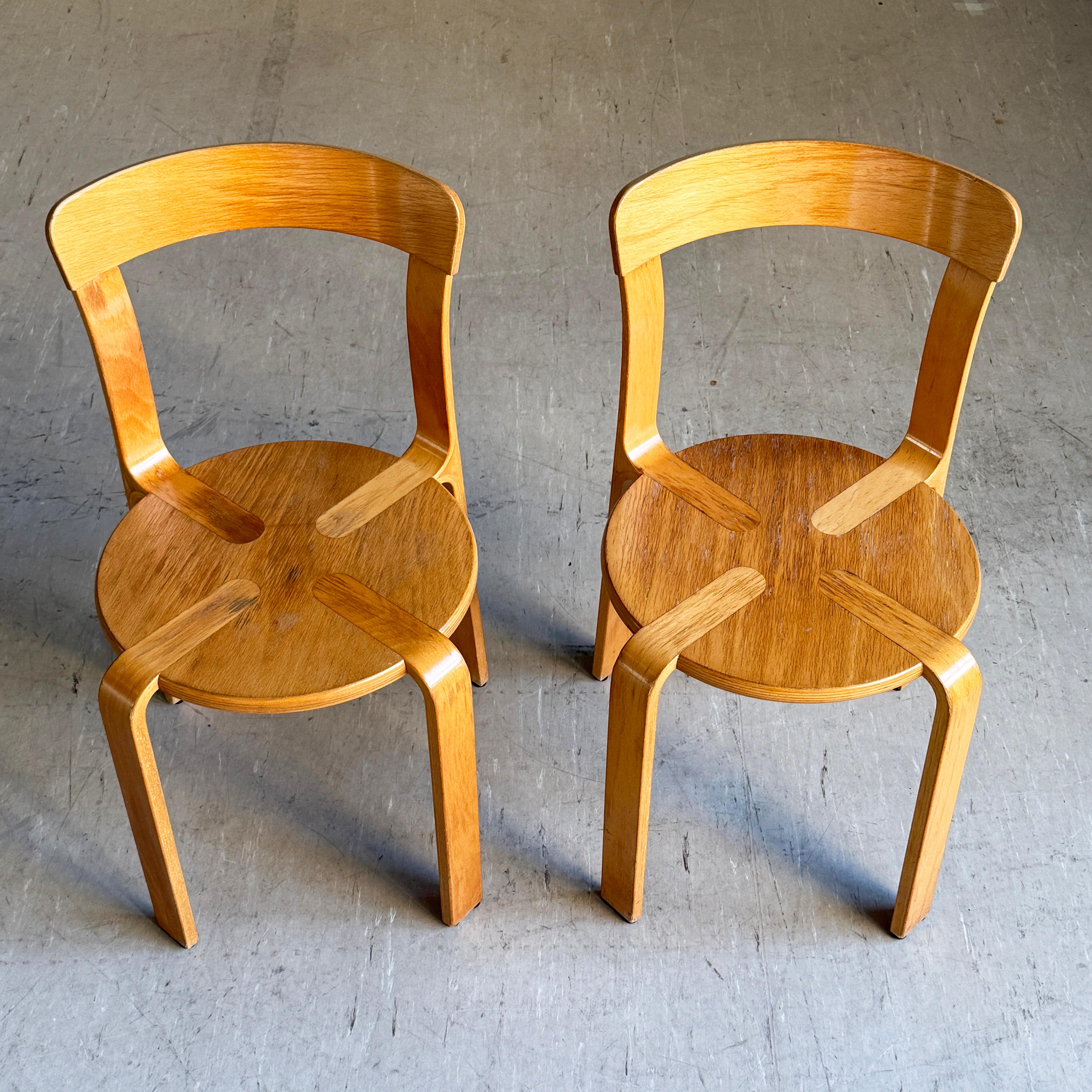 Coppia di sedie da pranzo impilabili Bruno Rey per Dietiker, Svizzera, 1971 in vendita 7