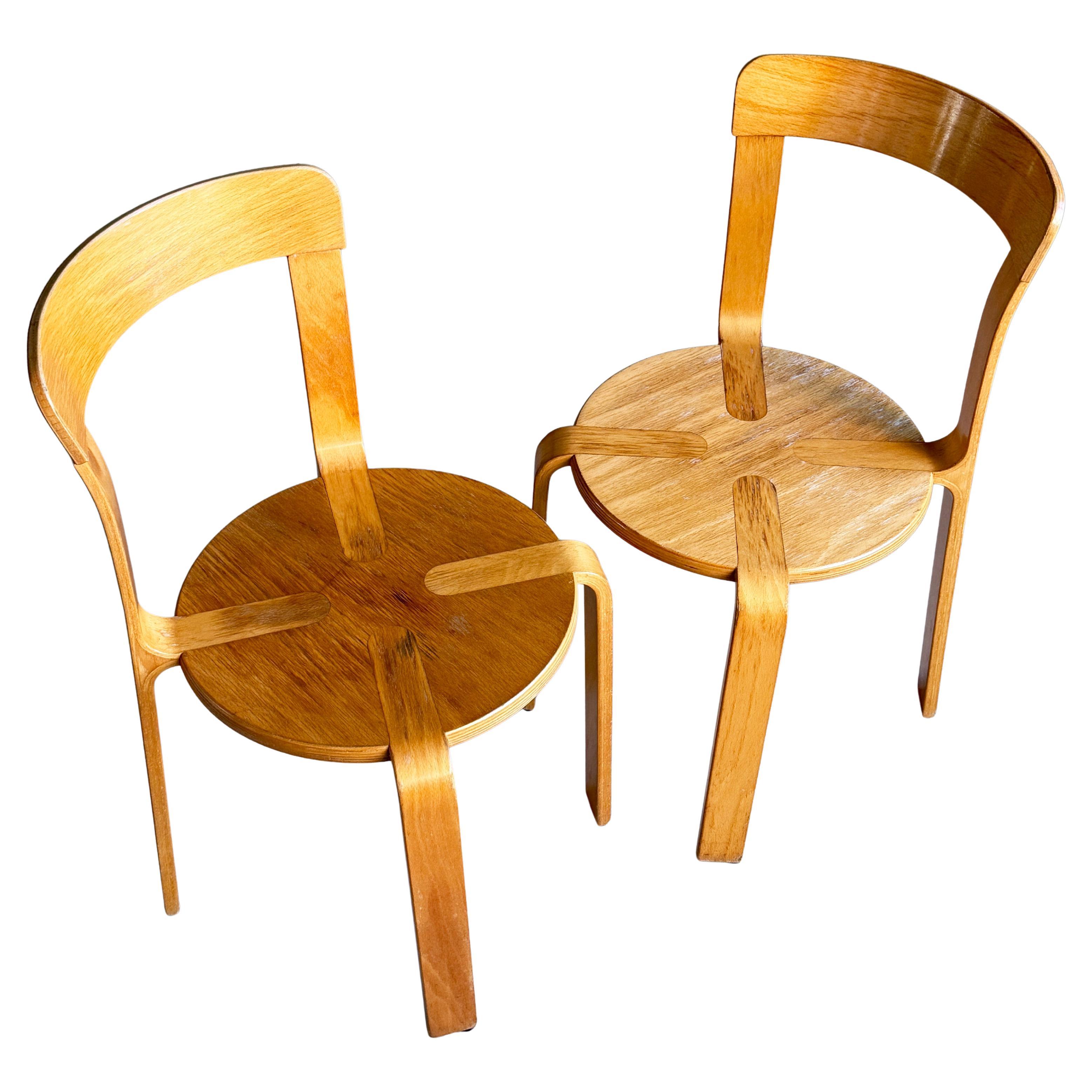 Coppia di sedie da pranzo impilabili Bruno Rey per Dietiker, Svizzera, 1971 in vendita