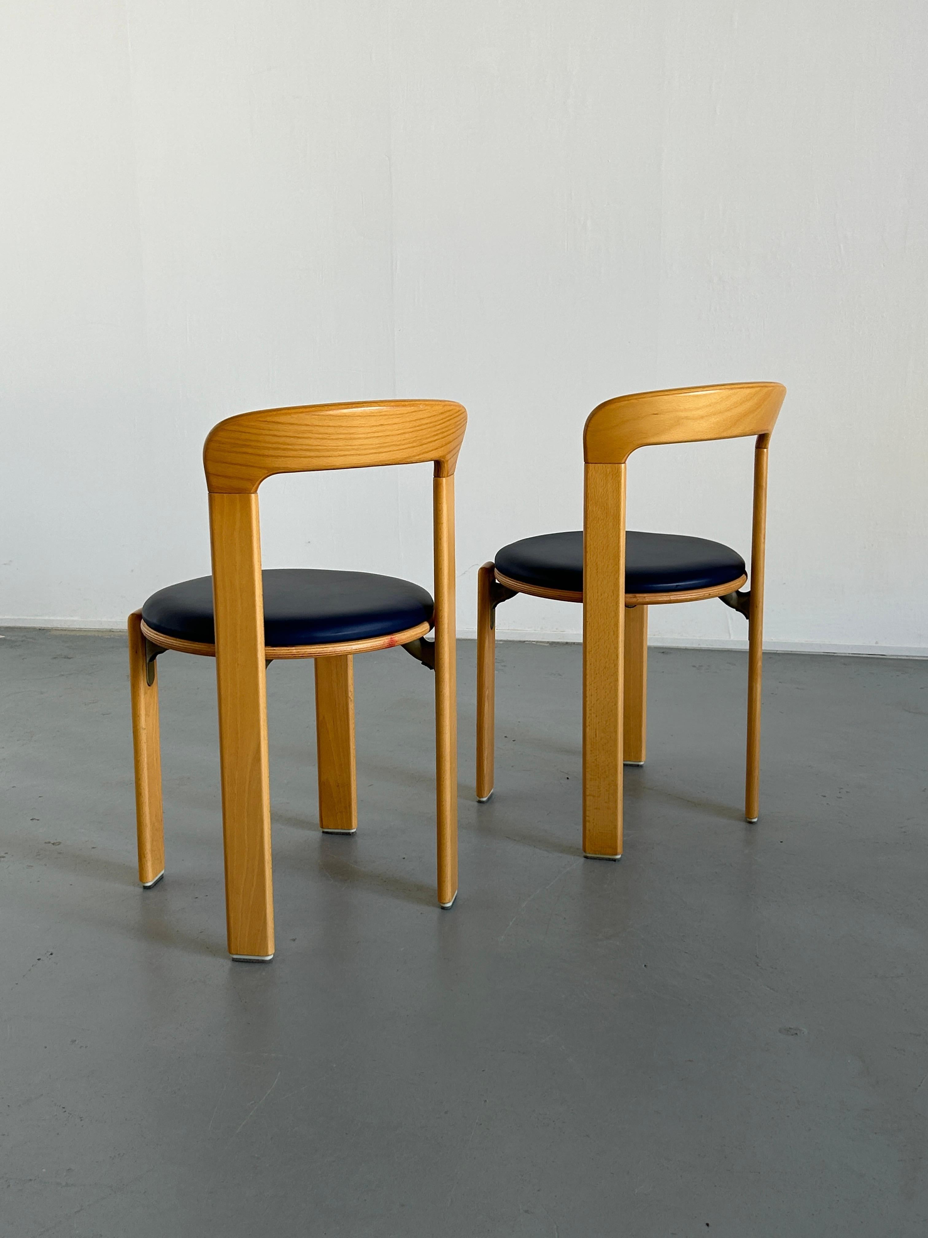 Pair of Bruno Rey Stackable Mid-Century Modern Dining Chairs for Kusch & Co, 90s 4