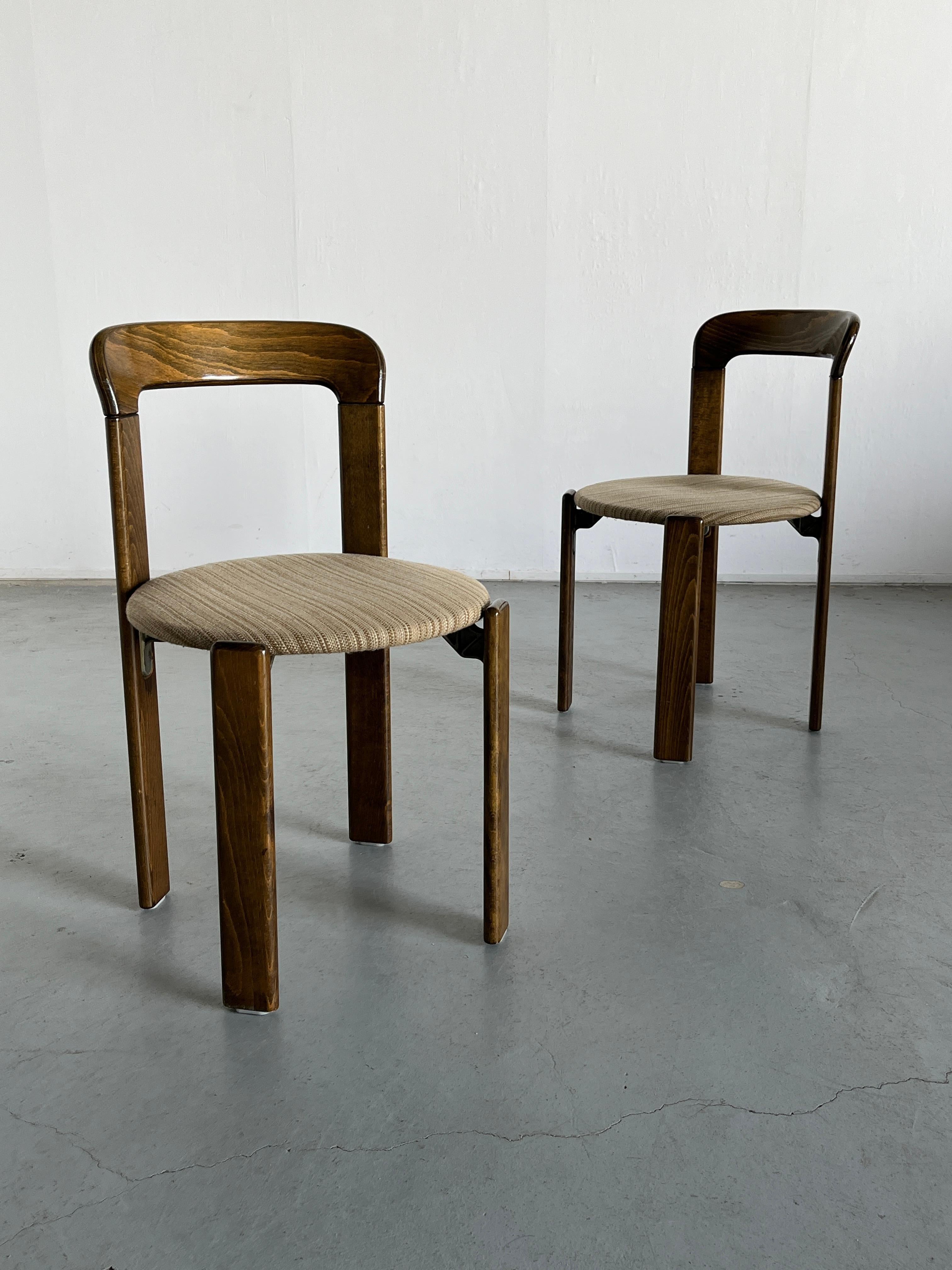 German Pair of Bruno Rey Stackable Mid-Century Modern Dining Chairs for Kusch & Co, 90s
