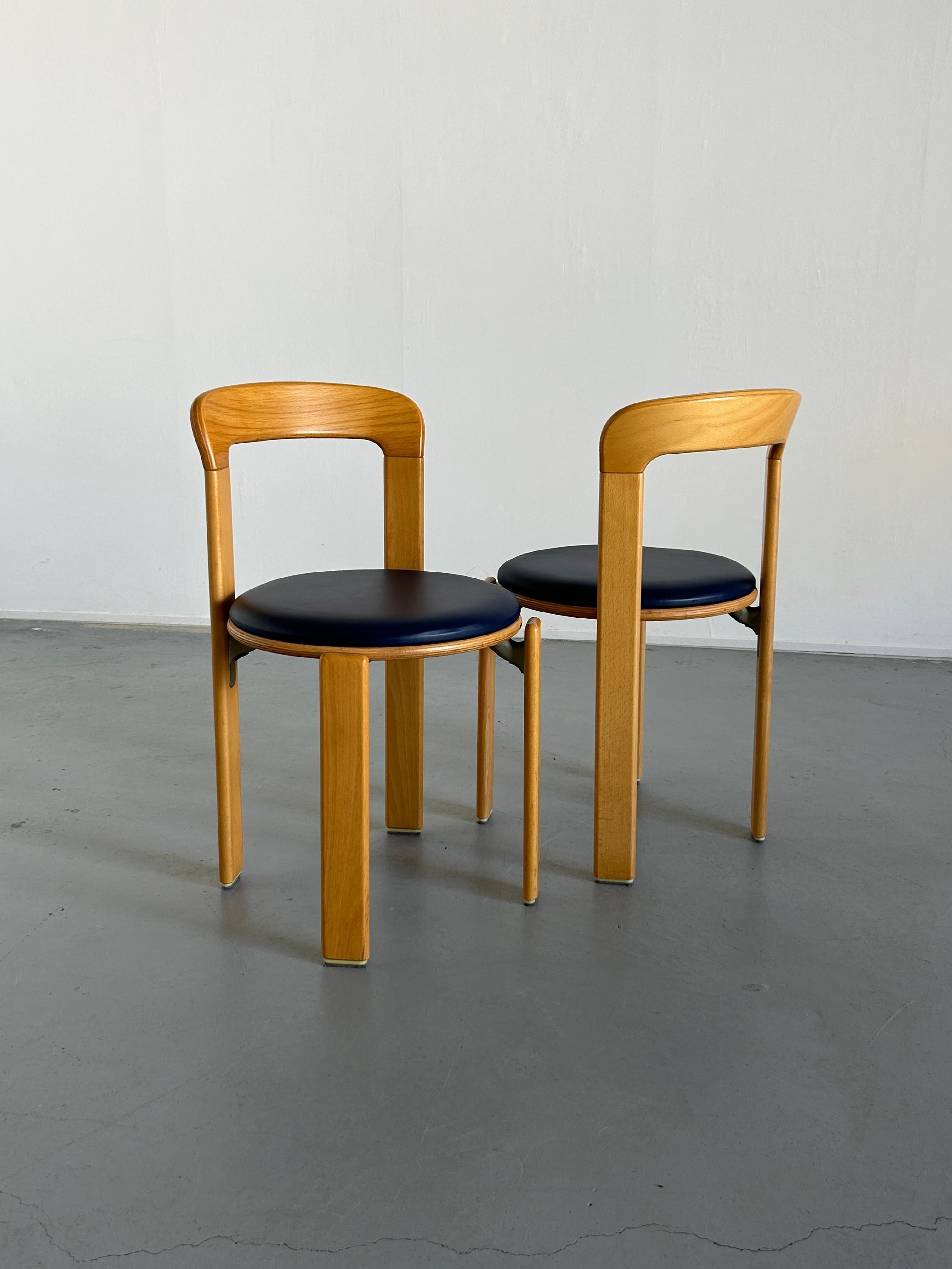 Pair of Bruno Rey Stackable Mid-Century Modern Dining Chairs for Kusch & Co, 90s In Good Condition In Zagreb, HR