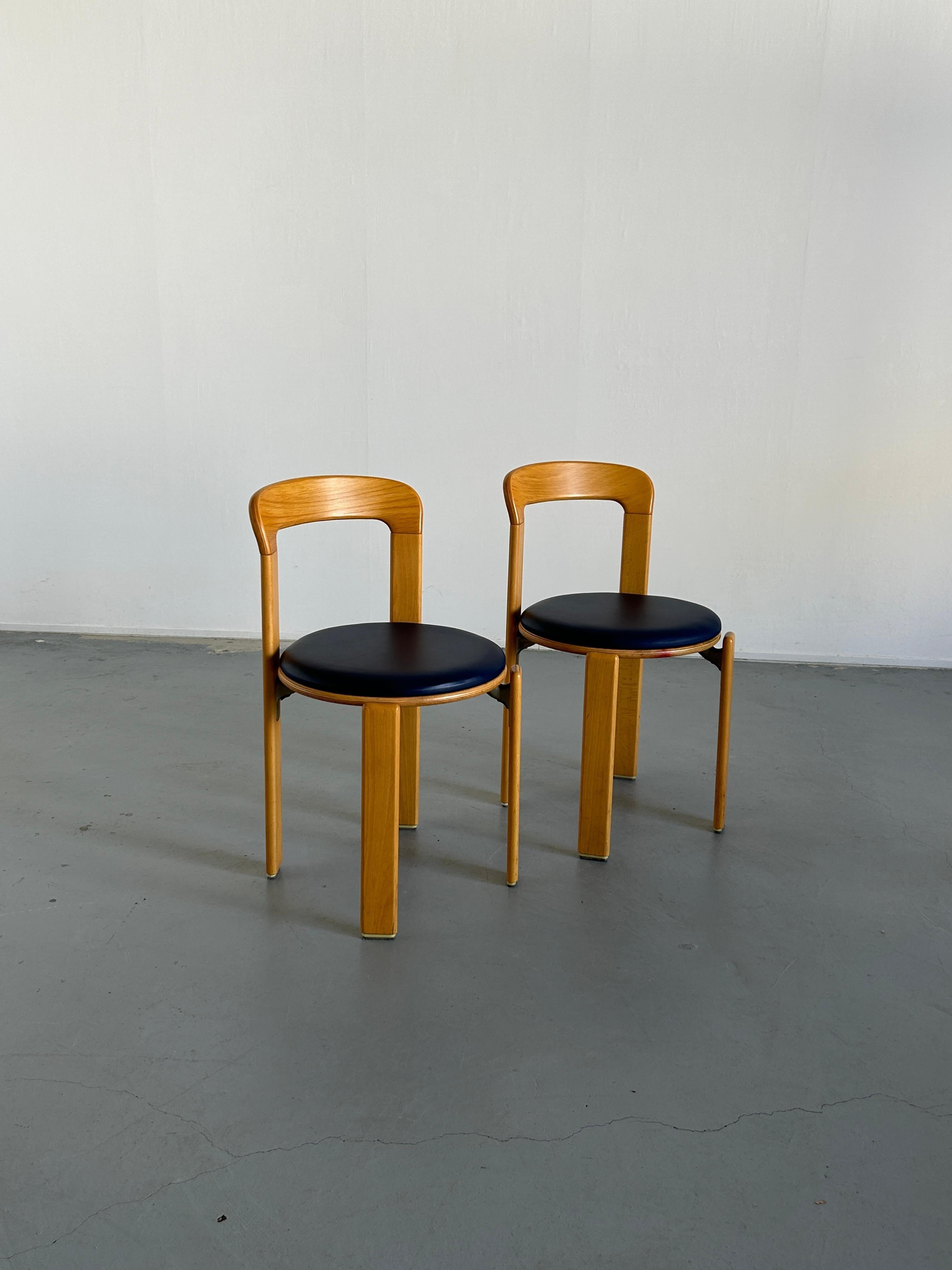 Late 20th Century Pair of Bruno Rey Stackable Mid-Century Modern Dining Chairs for Kusch & Co, 90s