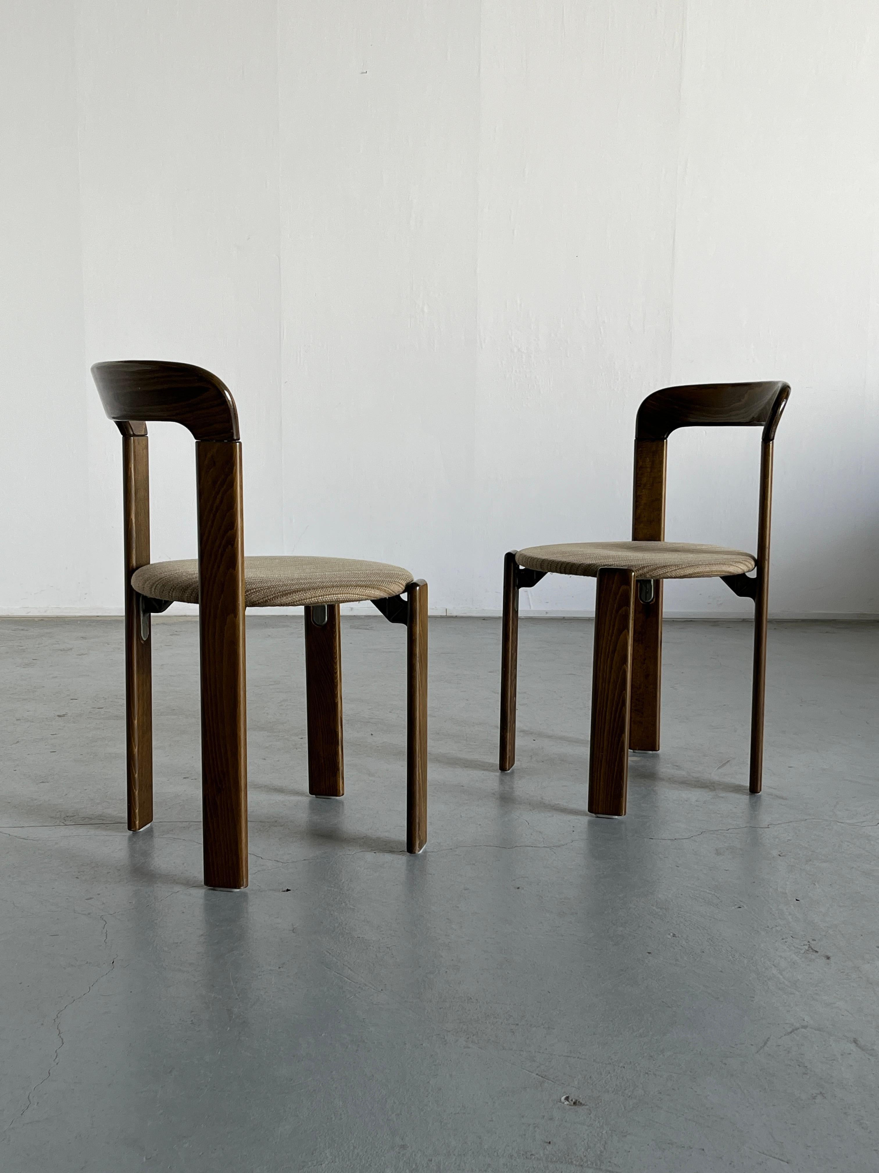 Late 20th Century Pair of Bruno Rey Stackable Mid-Century Modern Dining Chairs for Kusch & Co, 90s