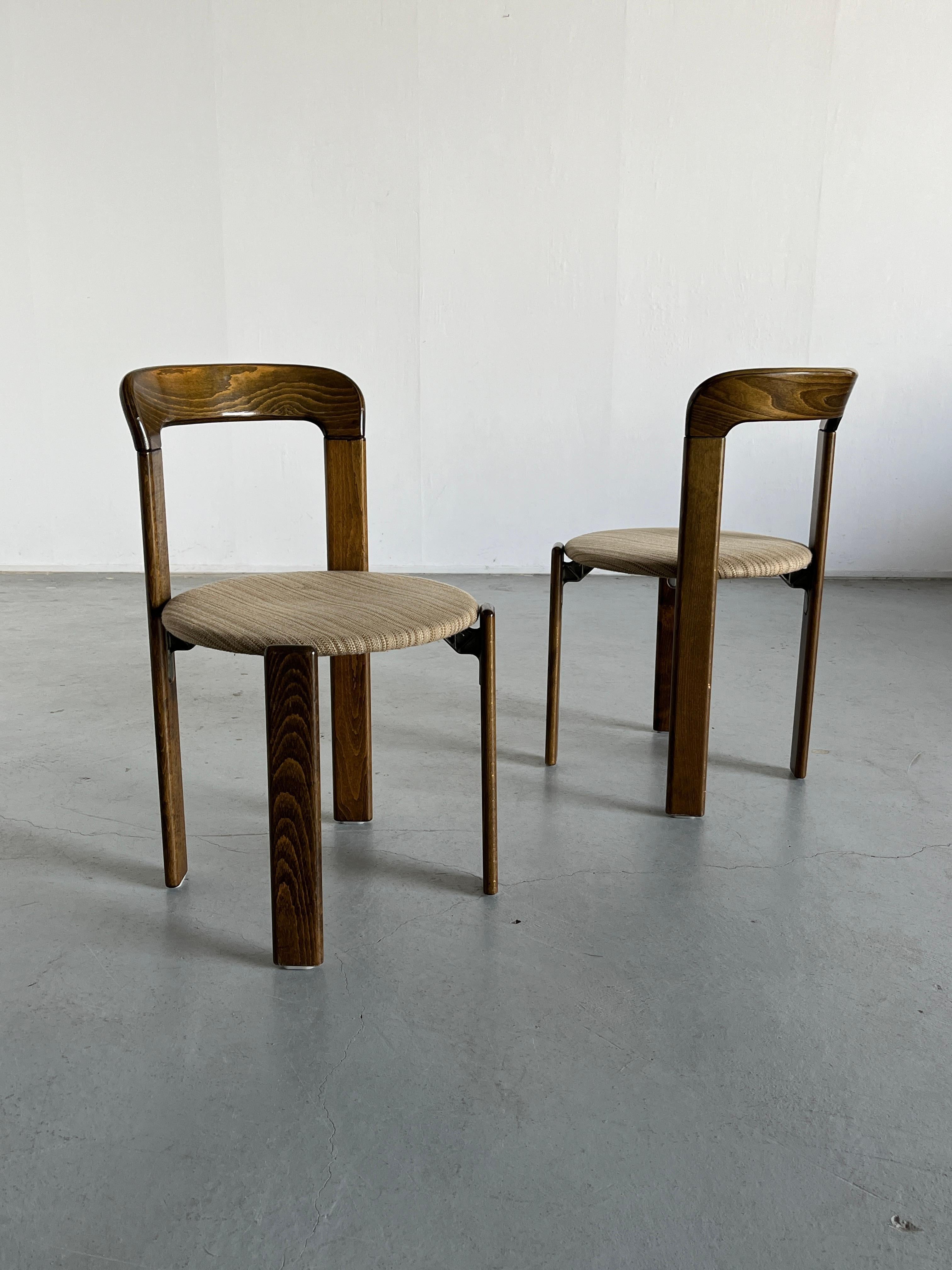 Aluminum Pair of Bruno Rey Stackable Mid-Century Modern Dining Chairs for Kusch & Co, 90s