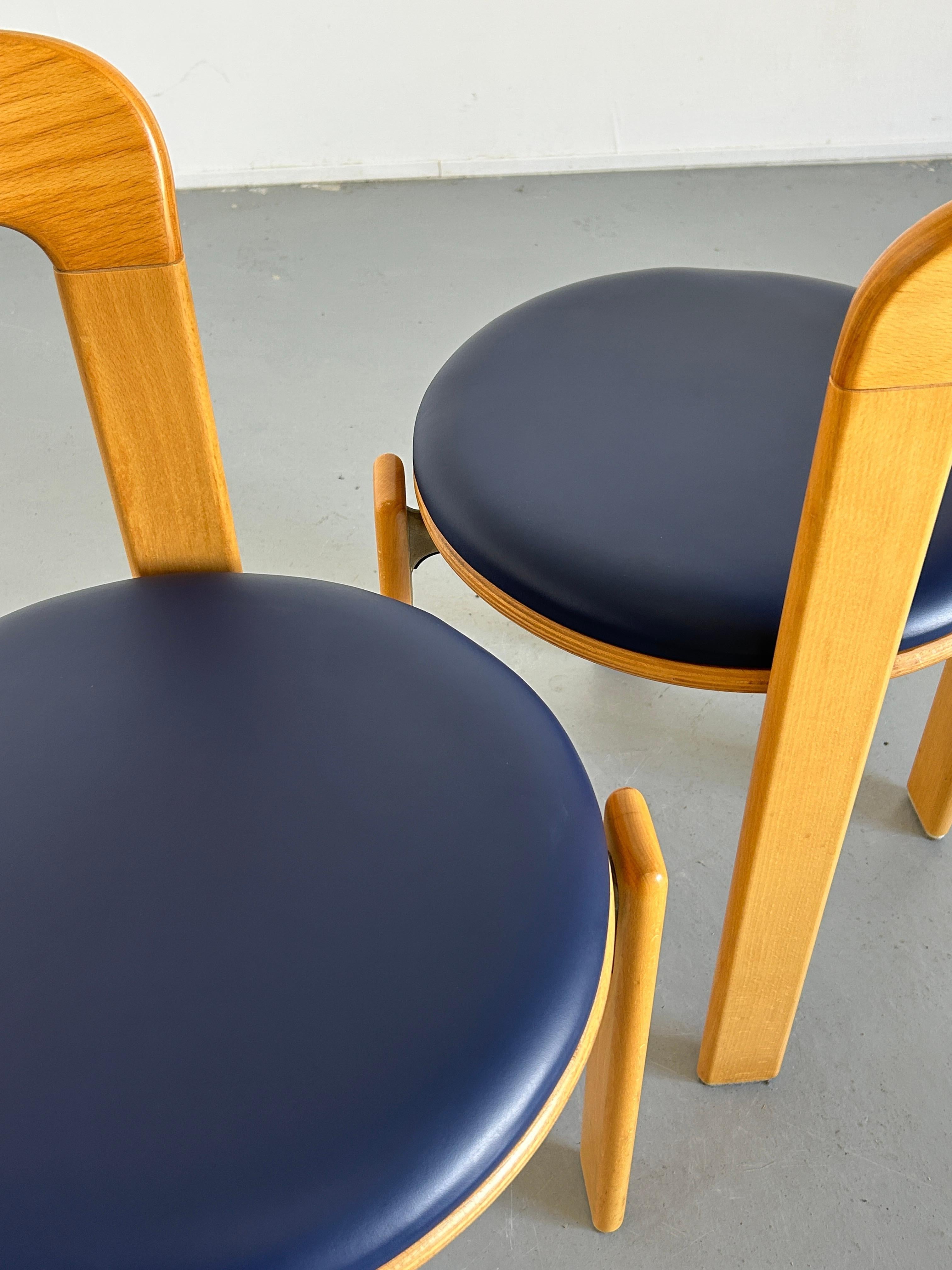 Pair of Bruno Rey Stackable Mid-Century Modern Dining Chairs for Kusch & Co, 90s 1