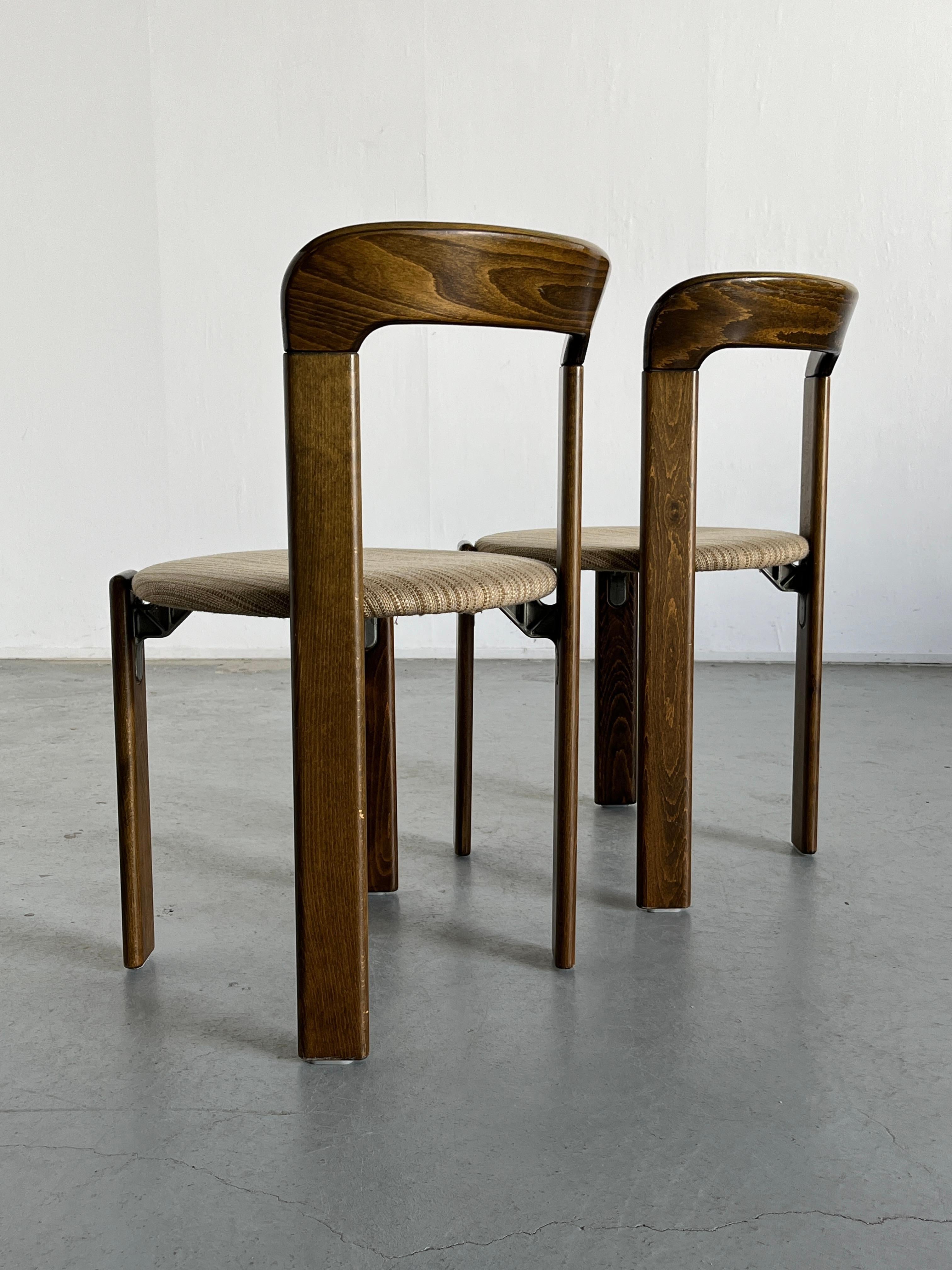 Pair of Bruno Rey Stackable Mid-Century Modern Dining Chairs for Kusch & Co, 90s 1