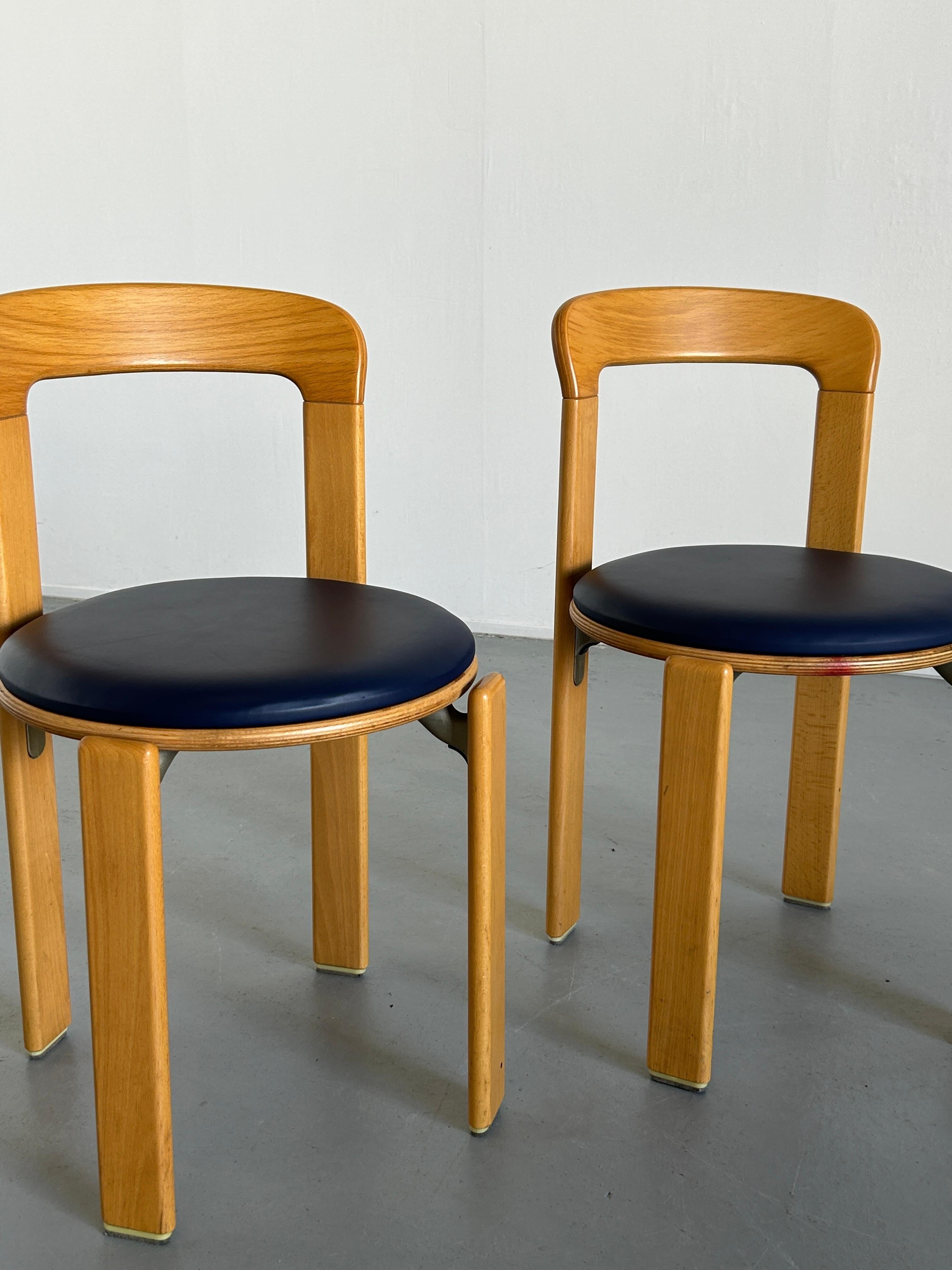 Pair of Bruno Rey Stackable Mid-Century Modern Dining Chairs for Kusch & Co, 90s 3