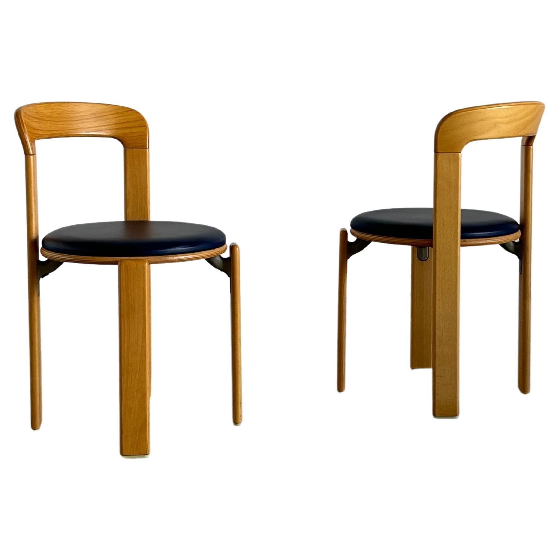 Pair of Bruno Rey Stackable Mid-Century Modern Dining Chairs for Kusch & Co, 90s