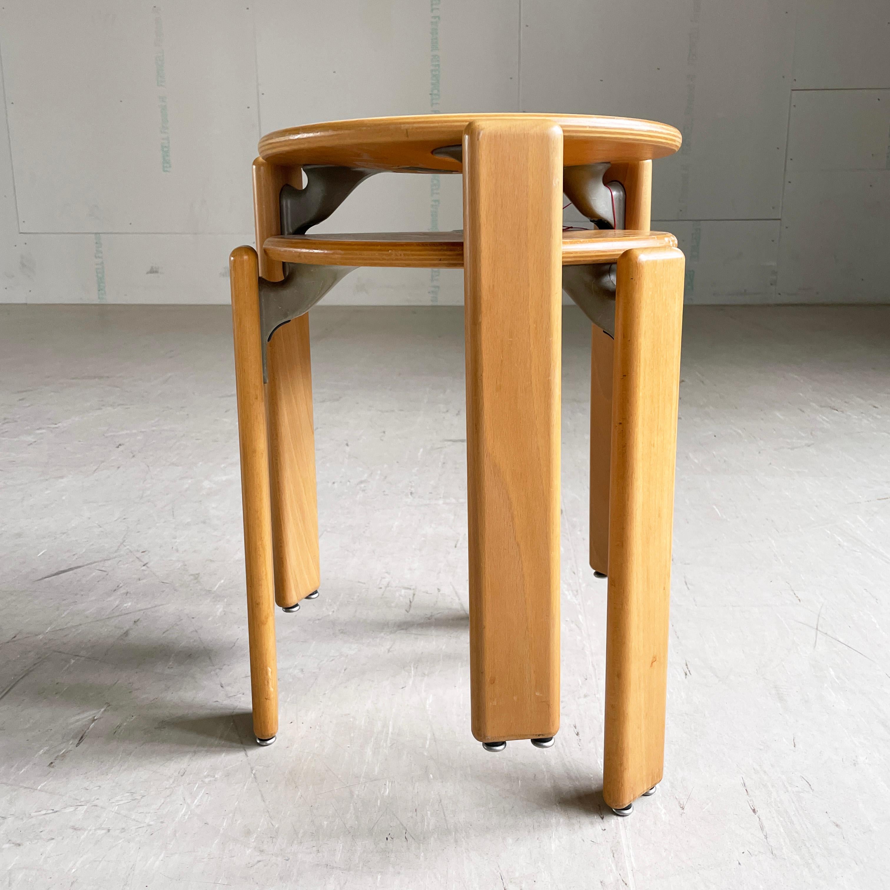 Pair of Bruno Rey stackable stools for Dietiker, 1971 5