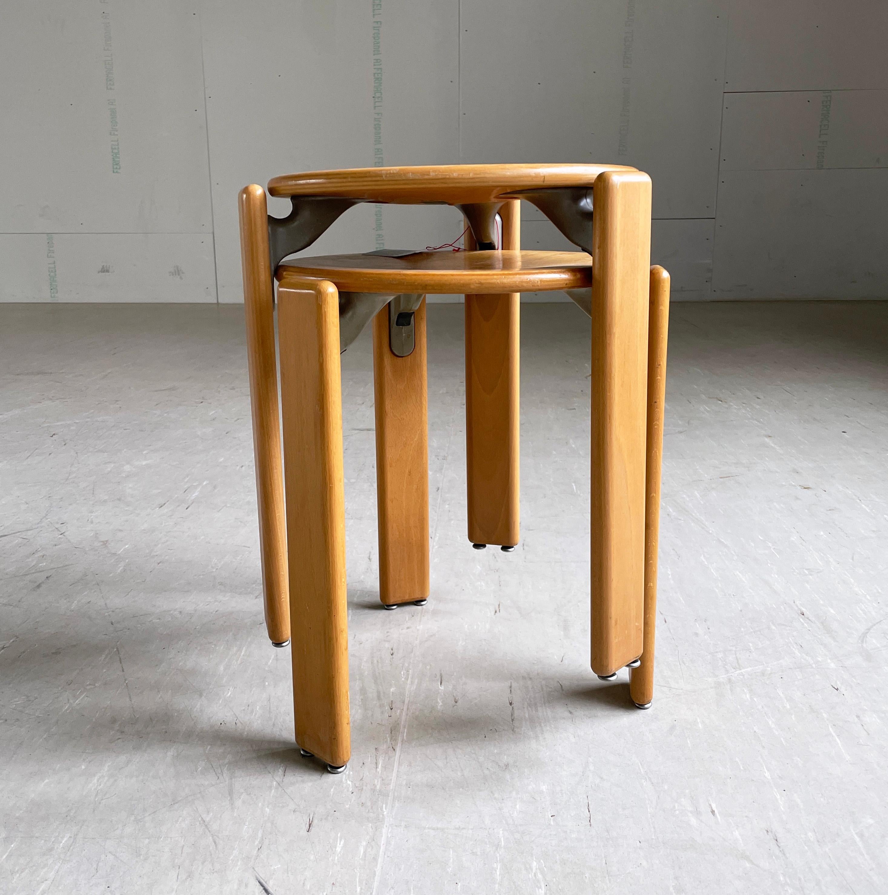 Minimalist Pair of Bruno Rey stackable stools for Dietiker, 1971 For Sale