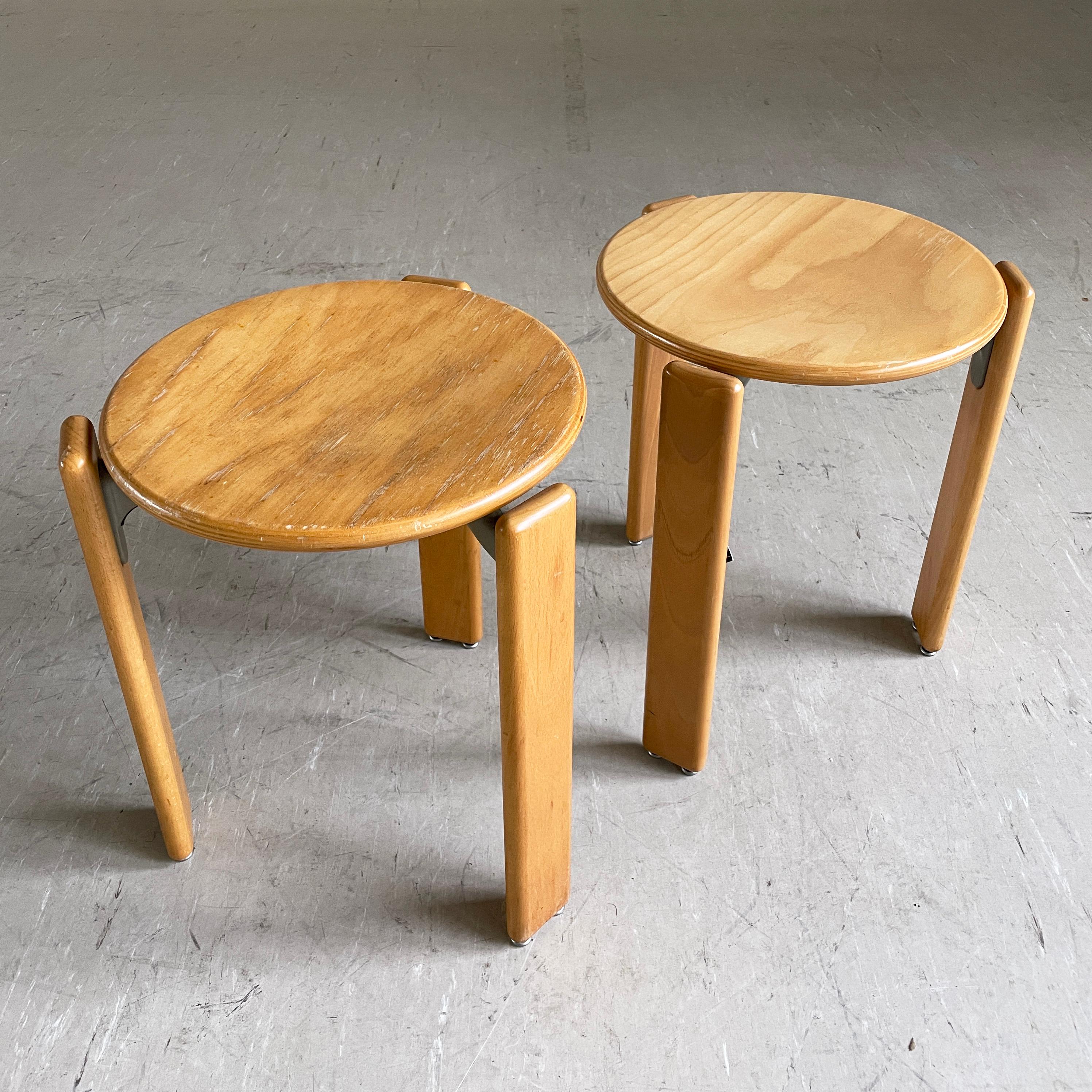 Swiss Pair of Bruno Rey stackable stools for Dietiker, 1971 For Sale