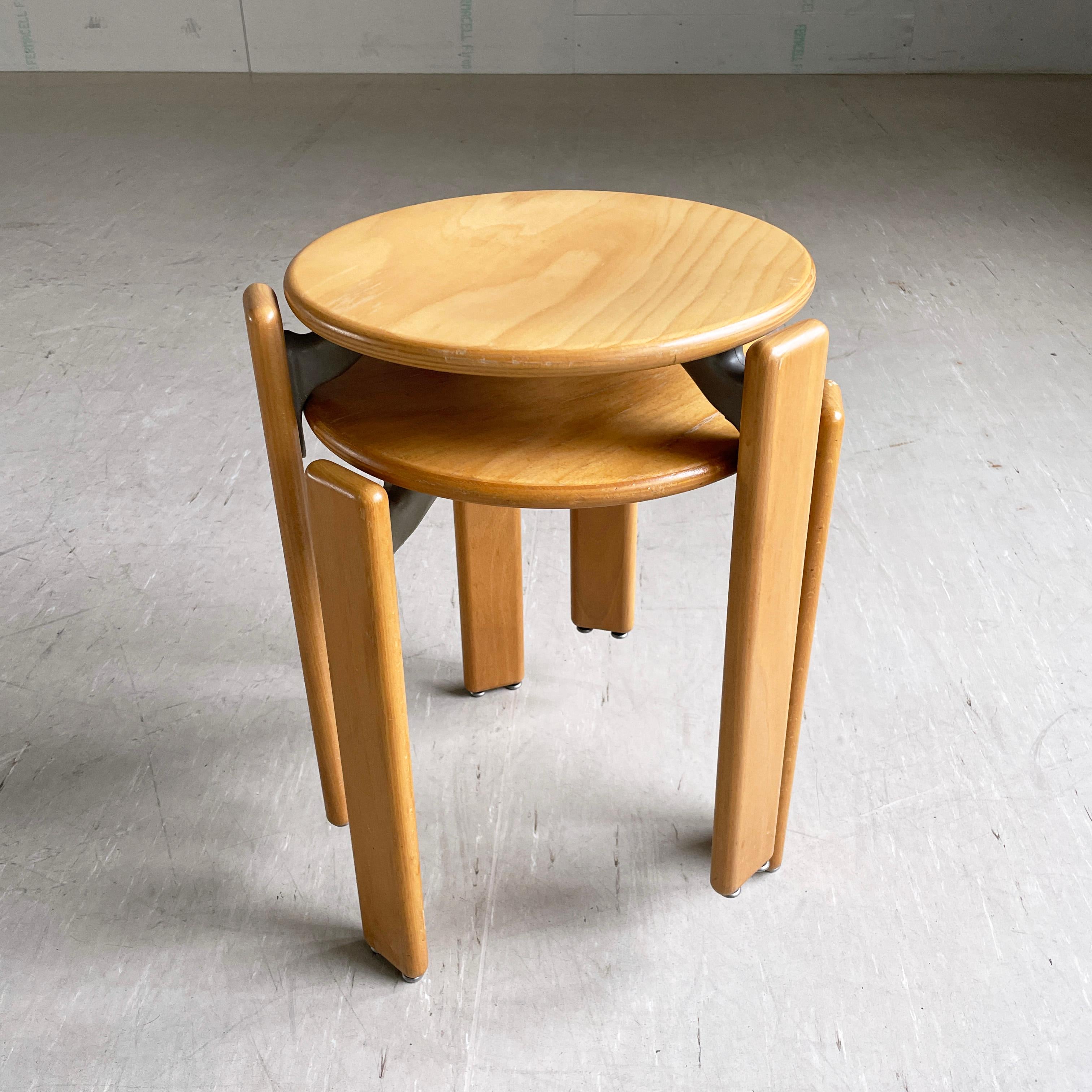 Pair of Bruno Rey stackable stools for Dietiker, 1971 In Good Condition For Sale In Bern, CH