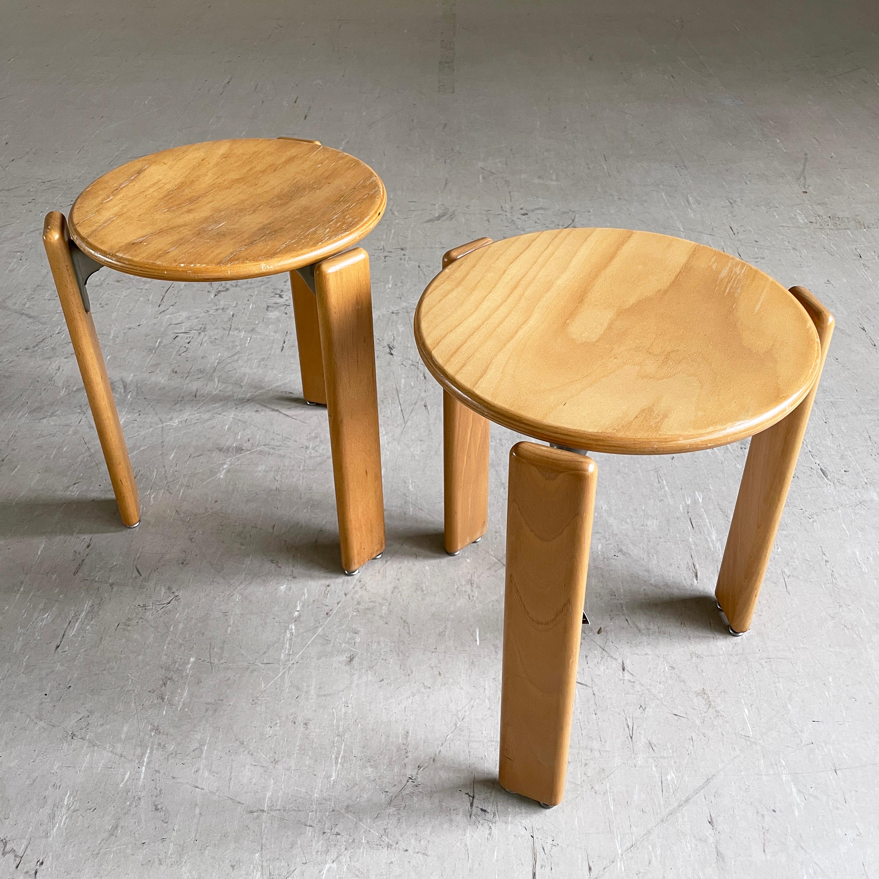 Late 20th Century Pair of Bruno Rey stackable stools for Dietiker, 1971 For Sale