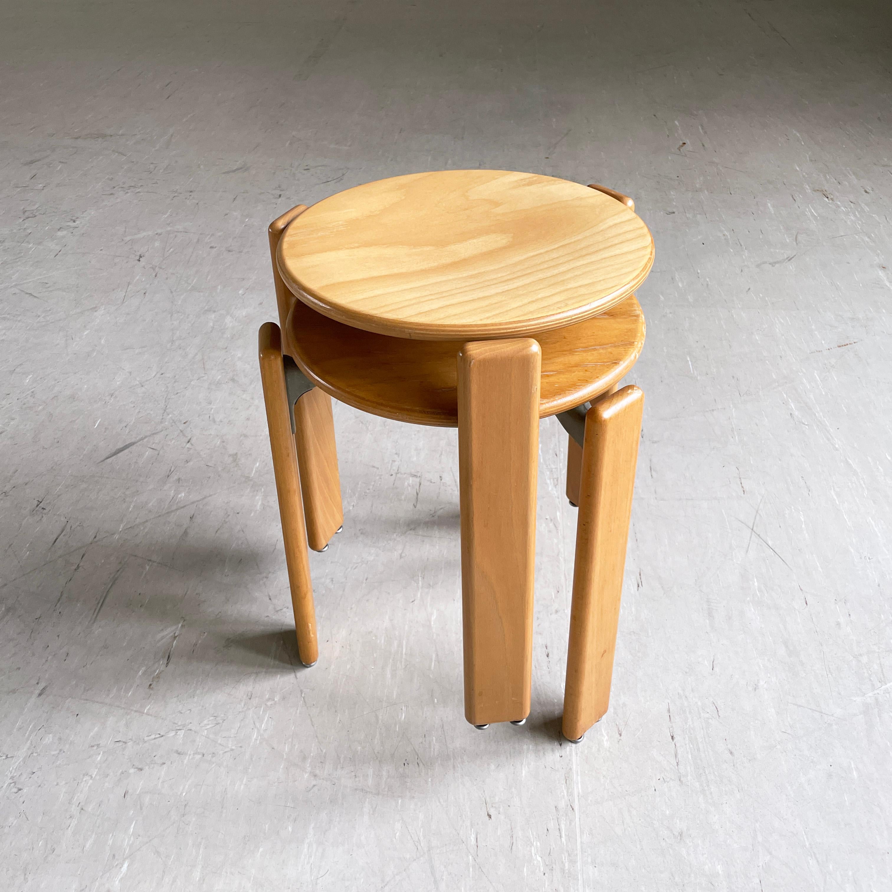 Pair of Bruno Rey stackable stools for Dietiker, 1971 For Sale 2