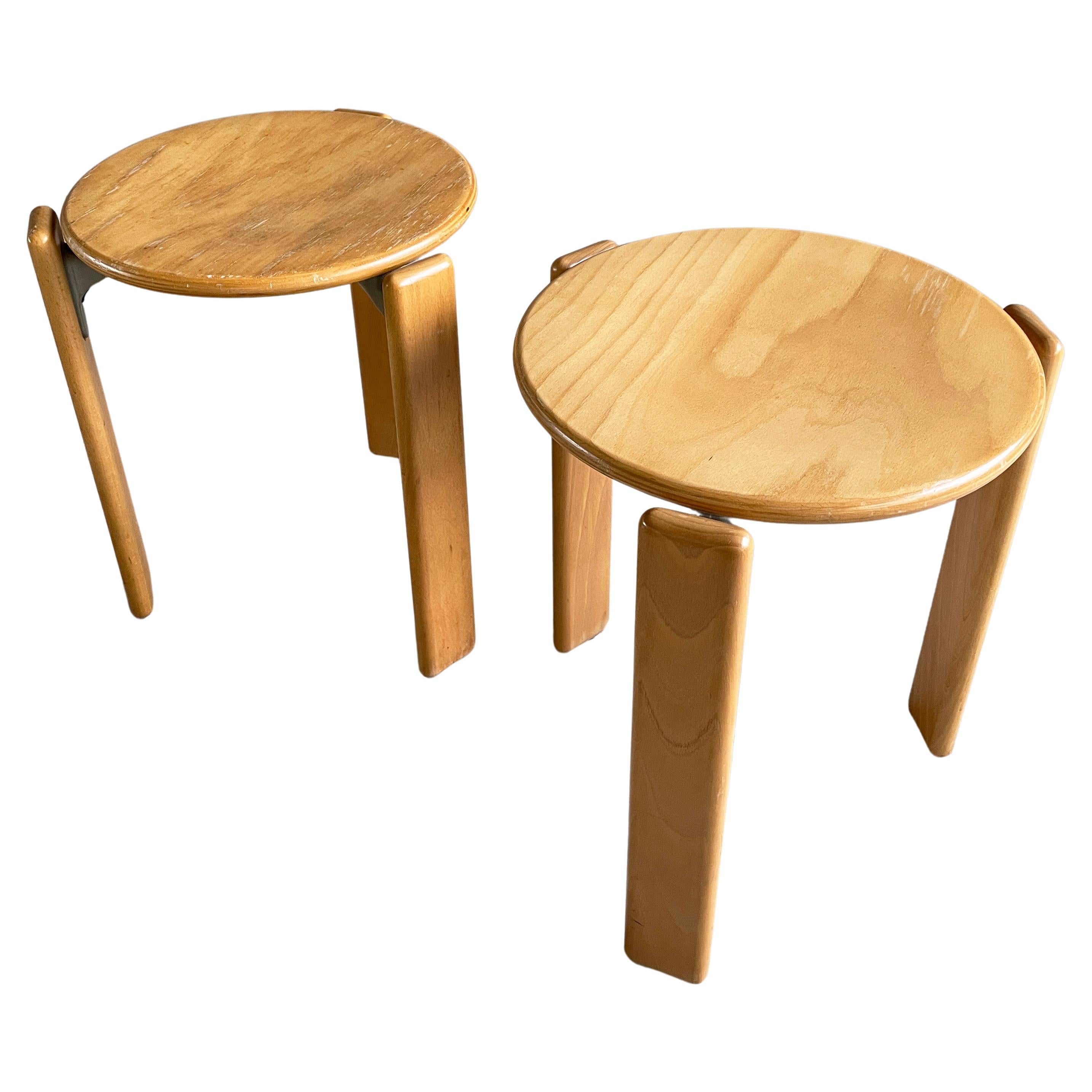 Pair of Bruno Rey stackable stools for Dietiker, 1971